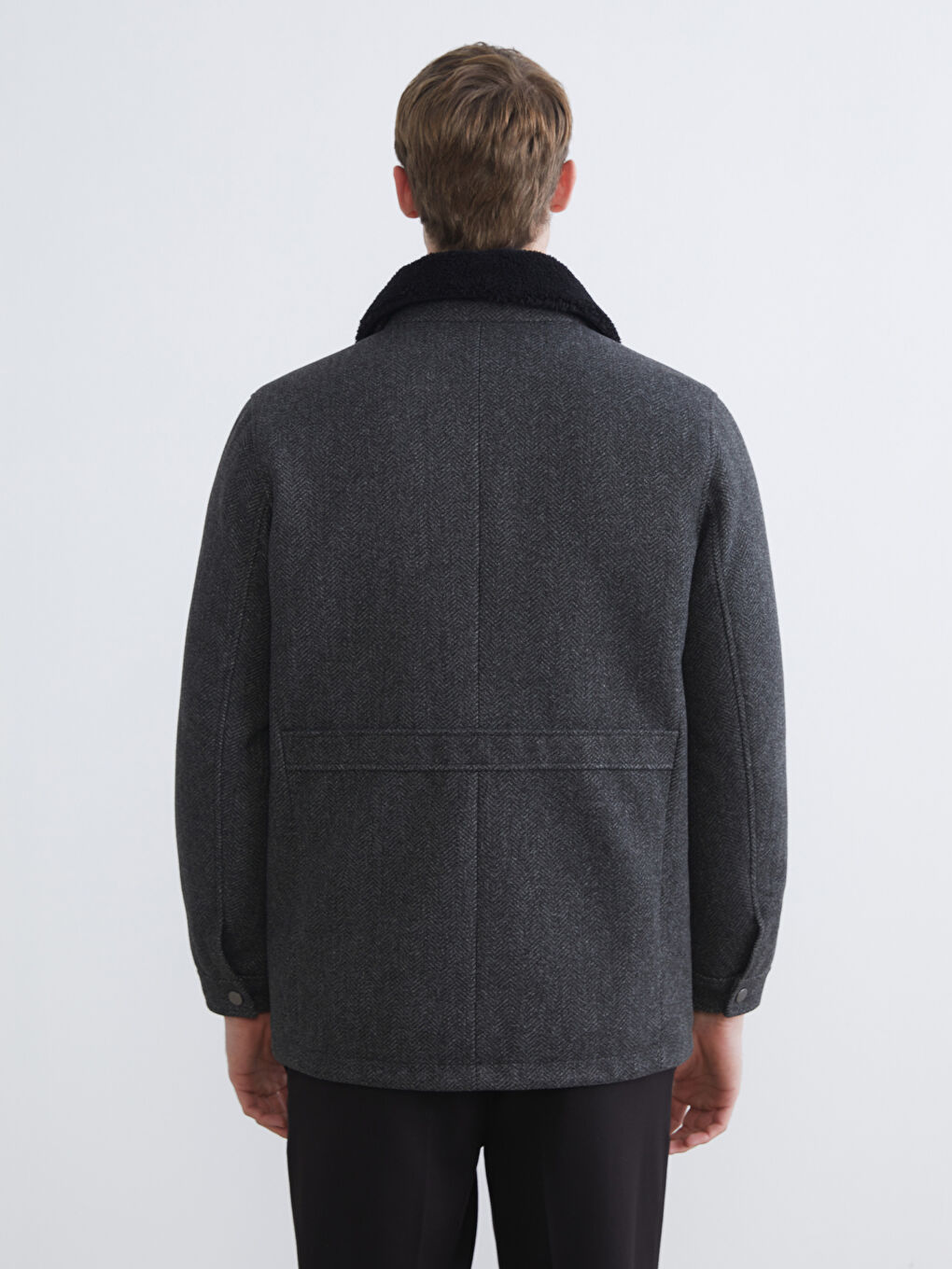 Мужчины Антрацитовый Пальто-4