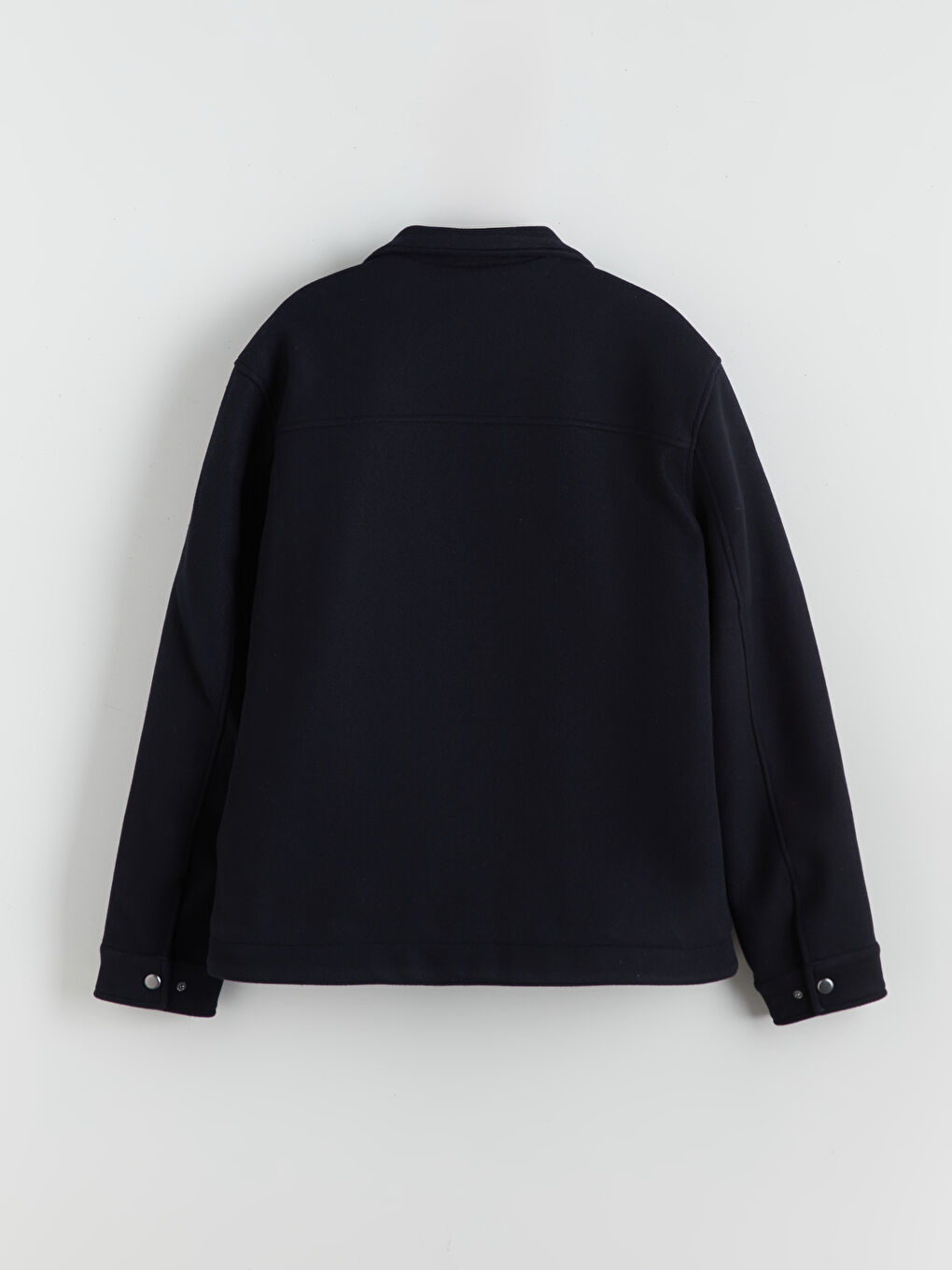 Lacivert Standart Kalıp Dik Yaka Erkek Kaşe Mont-6