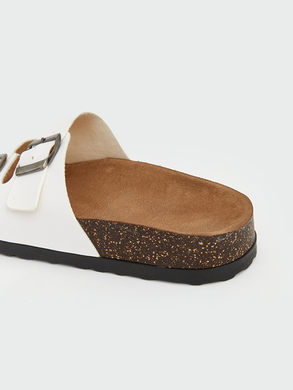 نعال نساء بمقدمة بيضاوية مع قاعدة قدم من الفلين بحزام مزدوج-4