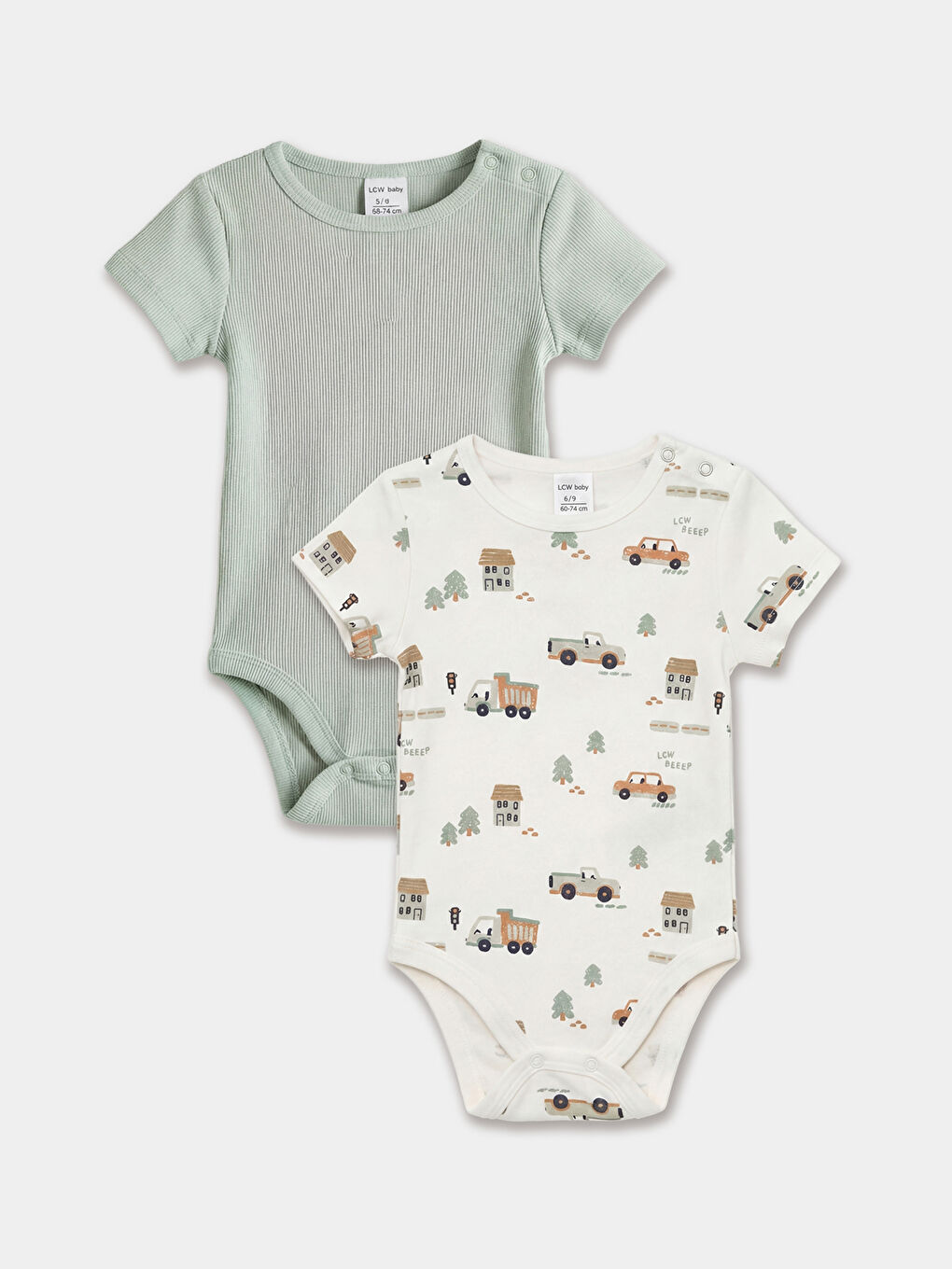 Ekru Erkek Bebek Çıtçıtlı Body 2'li