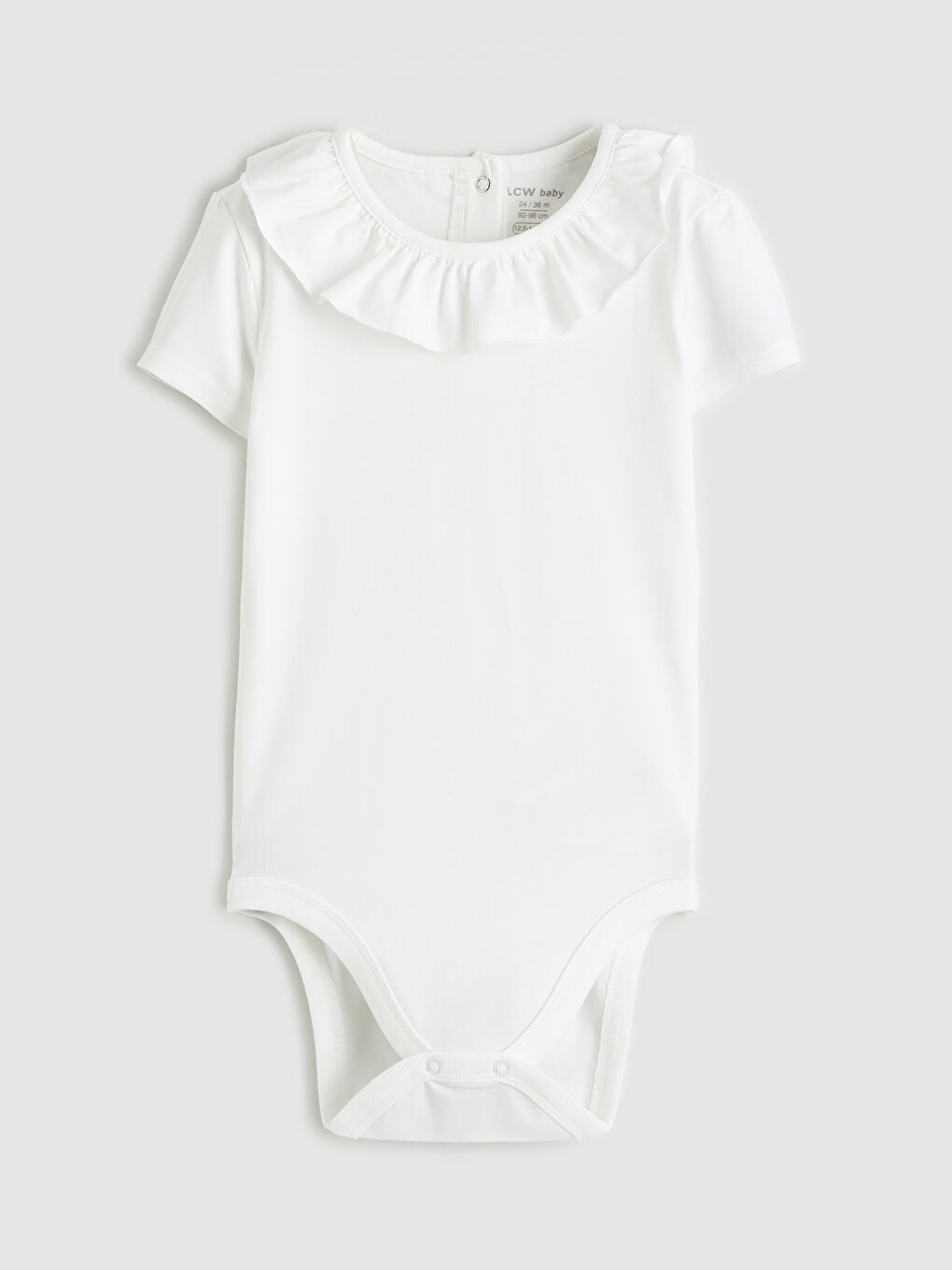 Ekru Bisiklet Yaka Kız Bebek Çıtçıtlı Body