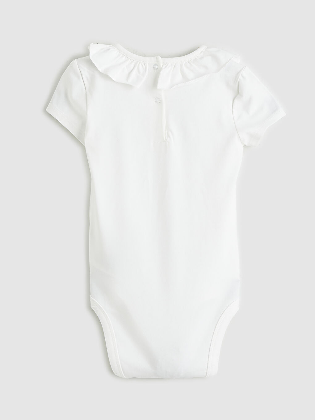 Ekru Bisiklet Yaka Kız Bebek Çıtçıtlı Body-1