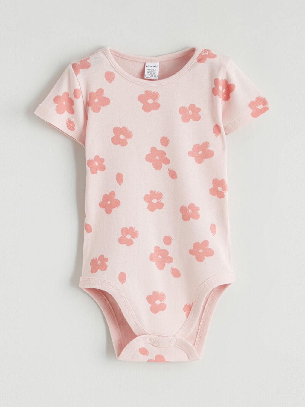 Pembe Bisiklet Yaka Çiçek Baskılı Kız Bebek Çıtçıtlı Body