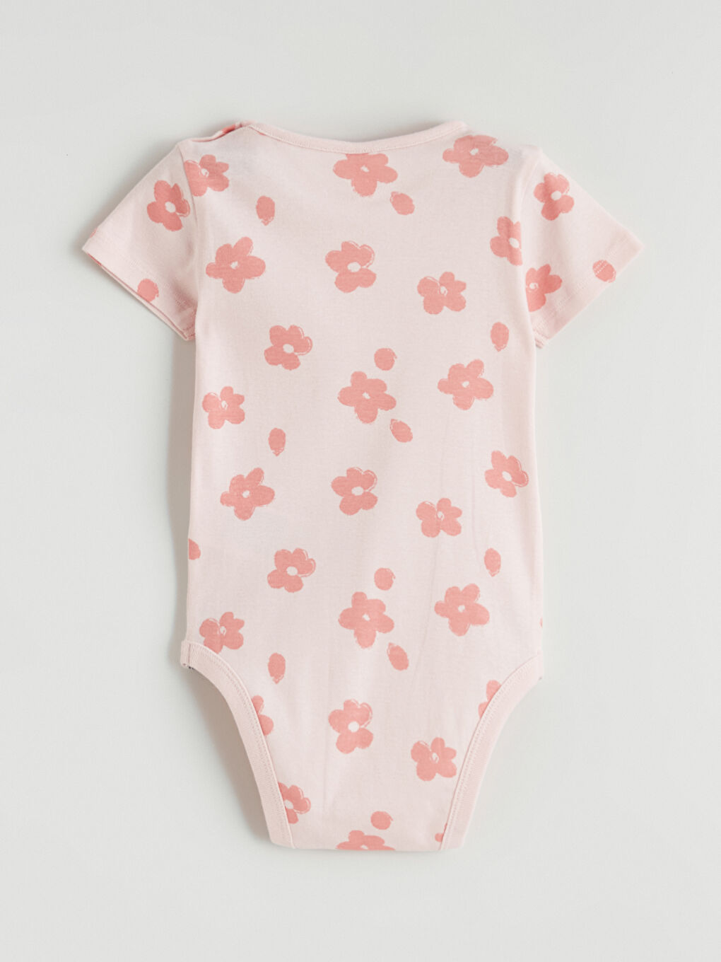 Pembe Bisiklet Yaka Çiçek Baskılı Kız Bebek Çıtçıtlı Body-1