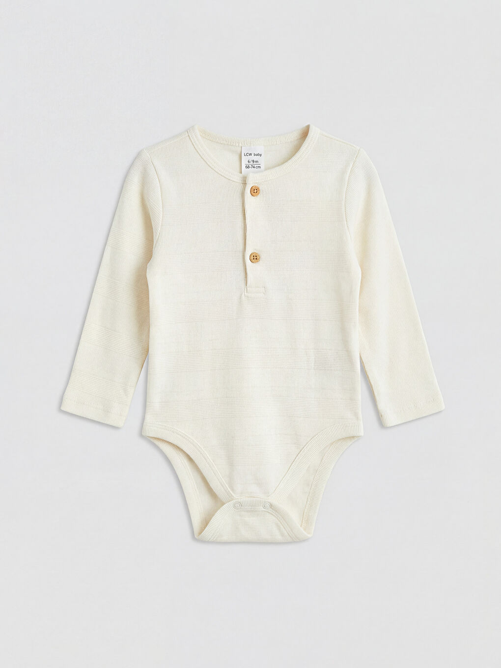 Ekru Uzun Kollu Erkek Bebek Çıtçıtlı Body