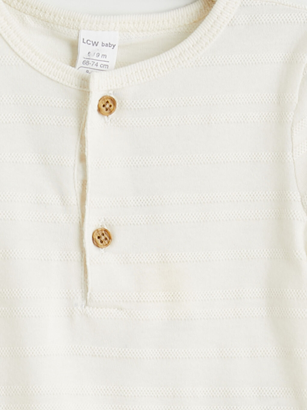 Ekru Uzun Kollu Erkek Bebek Çıtçıtlı Body-2