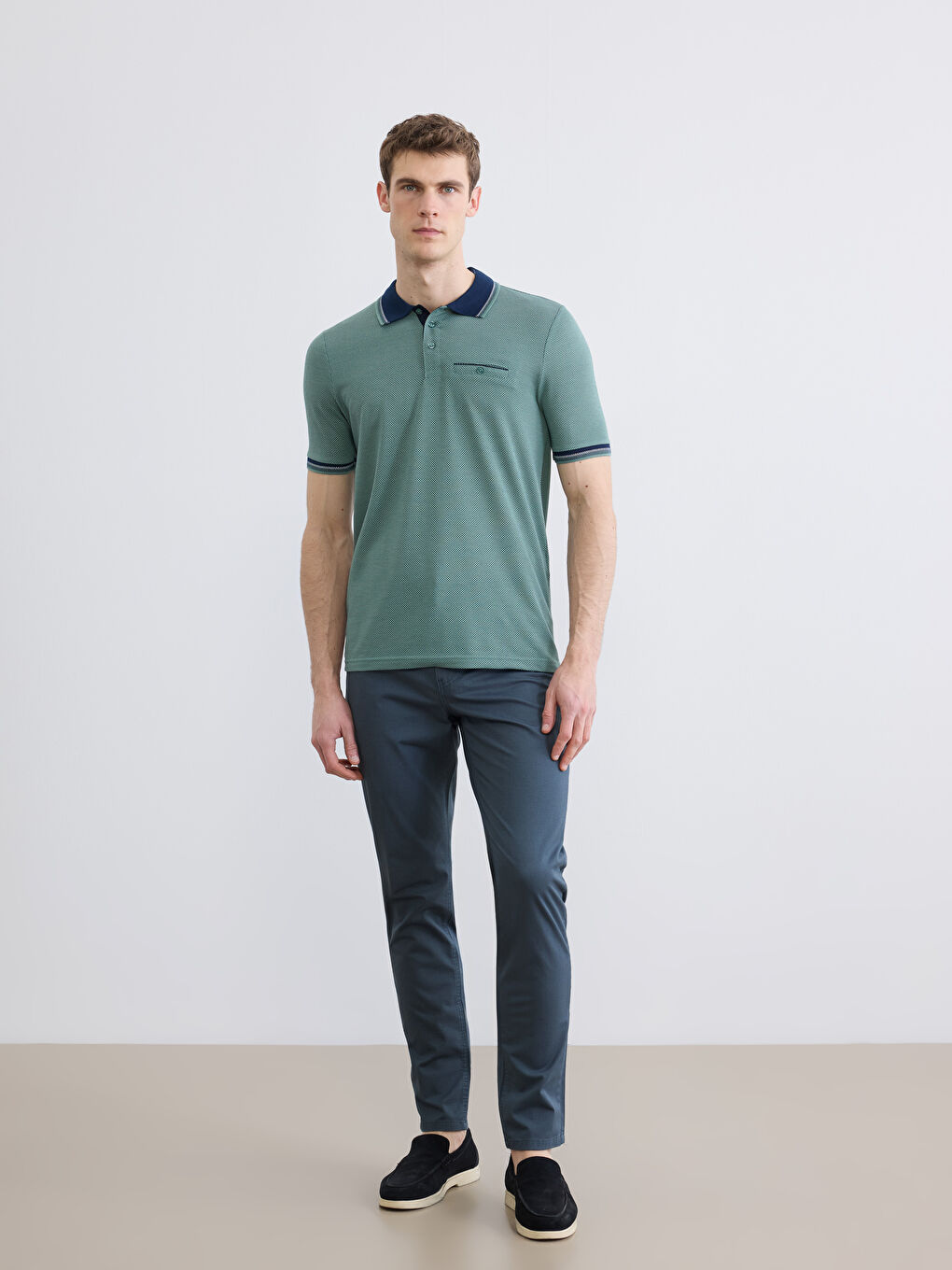 Antrasit Slim Fit Gabardin Erkek Chino Pantolon