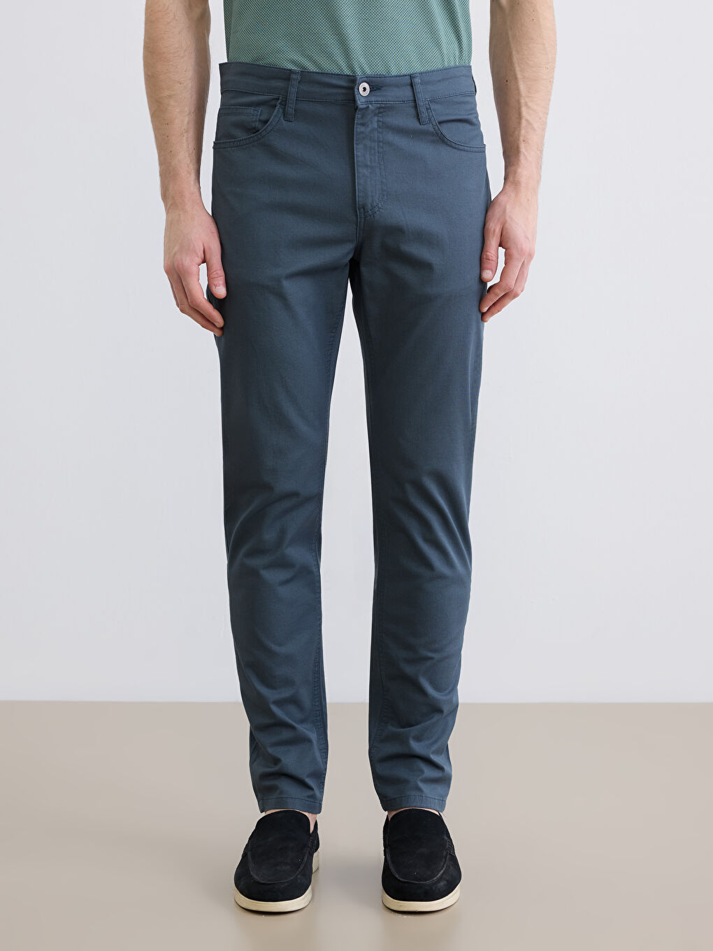 Antrasit Slim Fit Gabardin Erkek Chino Pantolon-1