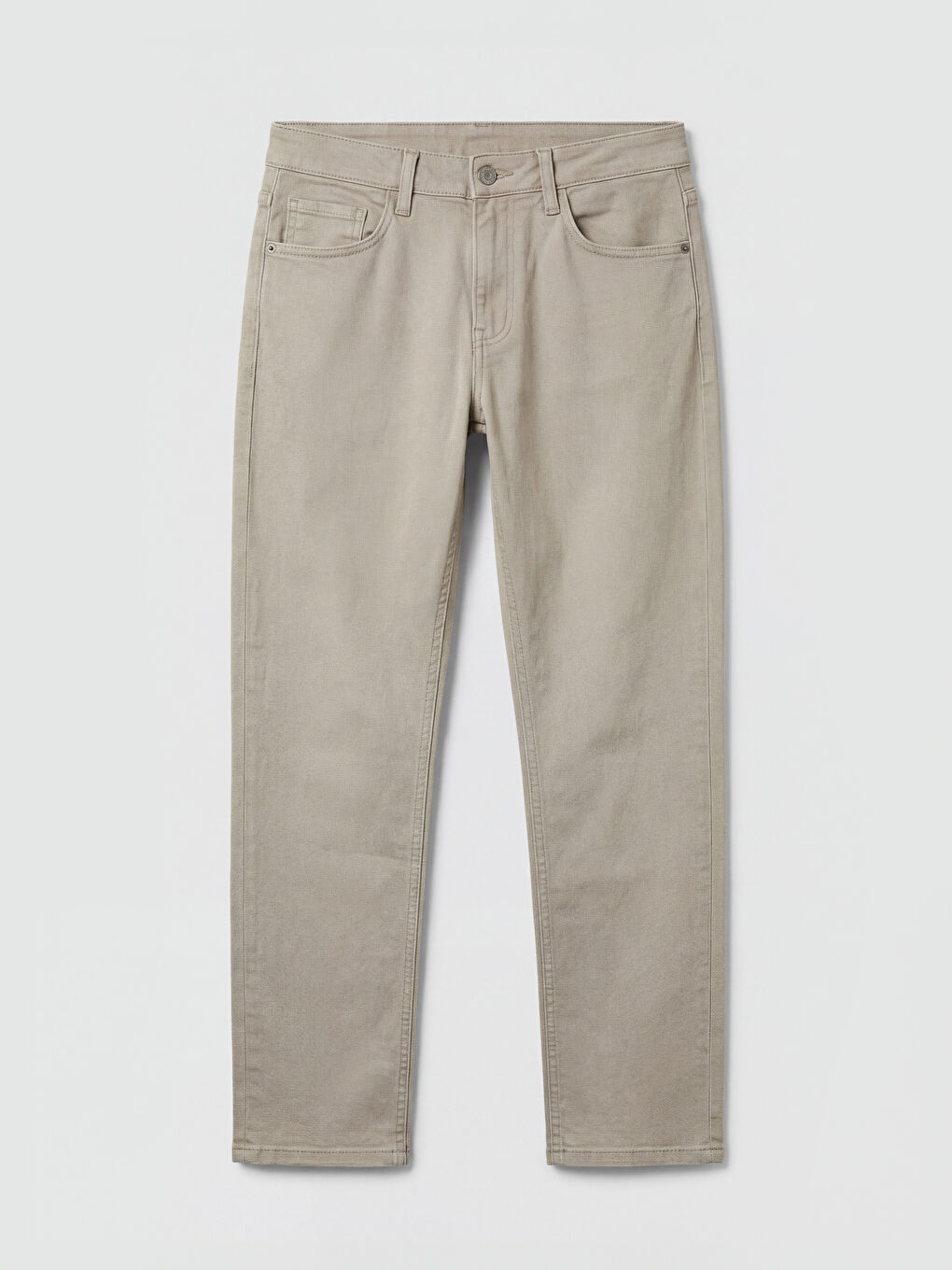 Bej Dar Kalıp Gabardin Erkek Chino Pantolon-4