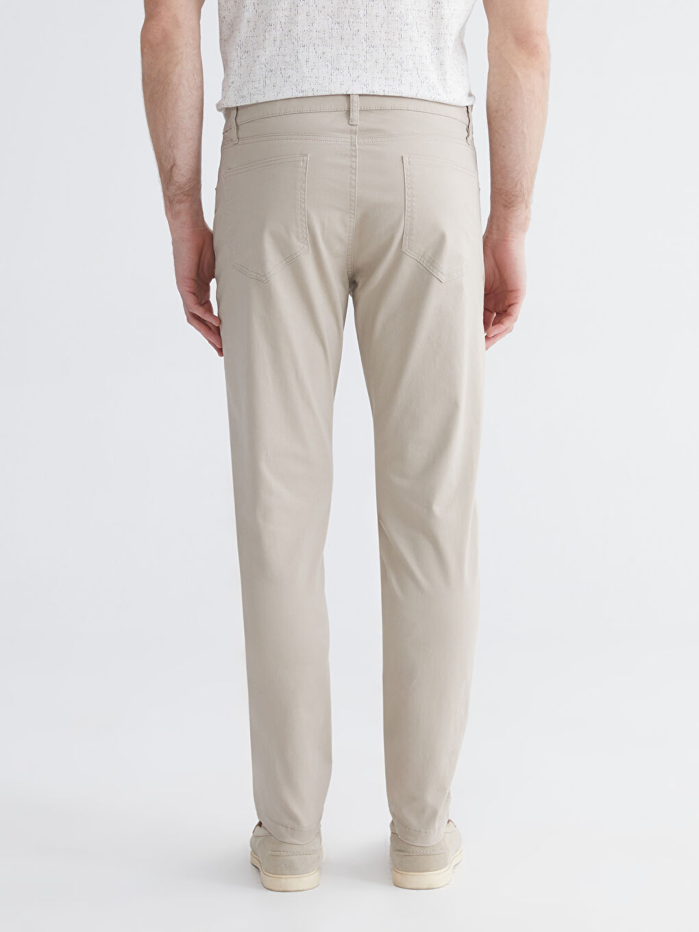 Bej Dar Kalıp Gabardin Erkek Chino Pantolon-3