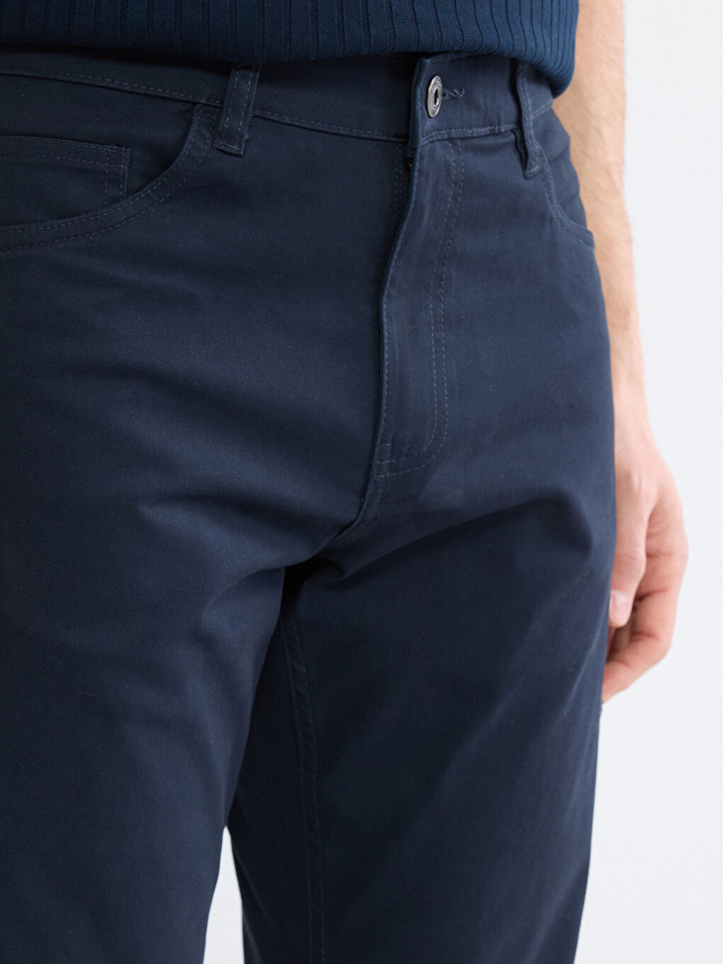 Lacivert Slim Fit Gabardin Erkek Chino Pantolon-2