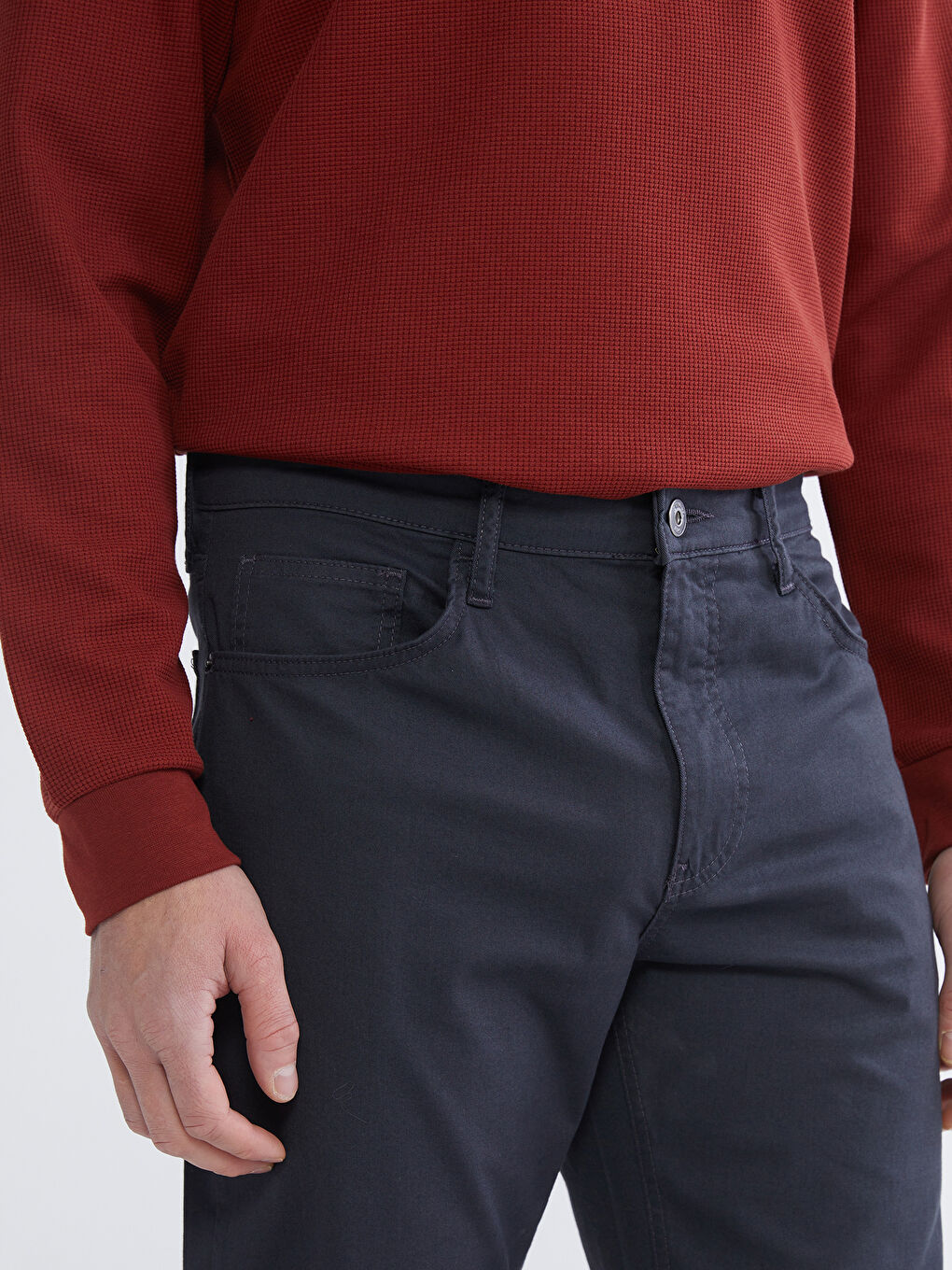 Antrasit Slim Fit Gabardin Erkek Chino Pantolon-2