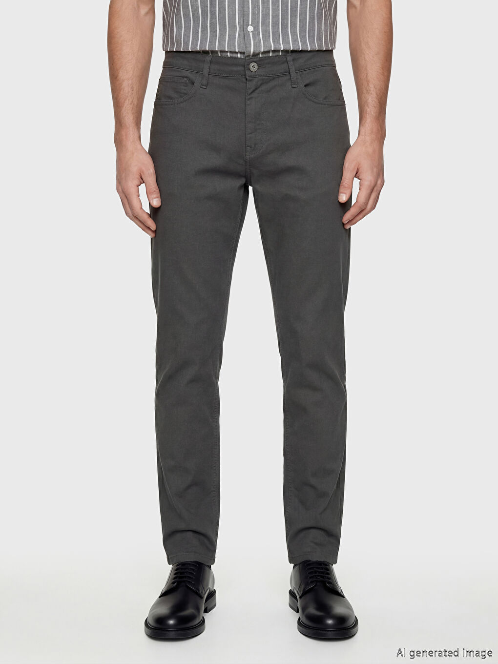 Antrasit Dar Kalıp Gabardin Erkek Chino Pantolon-1