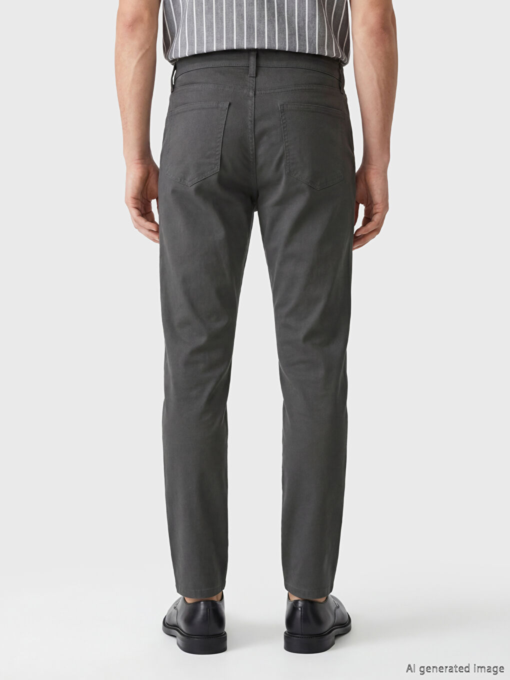 Antrasit Dar Kalıp Gabardin Erkek Chino Pantolon-2
