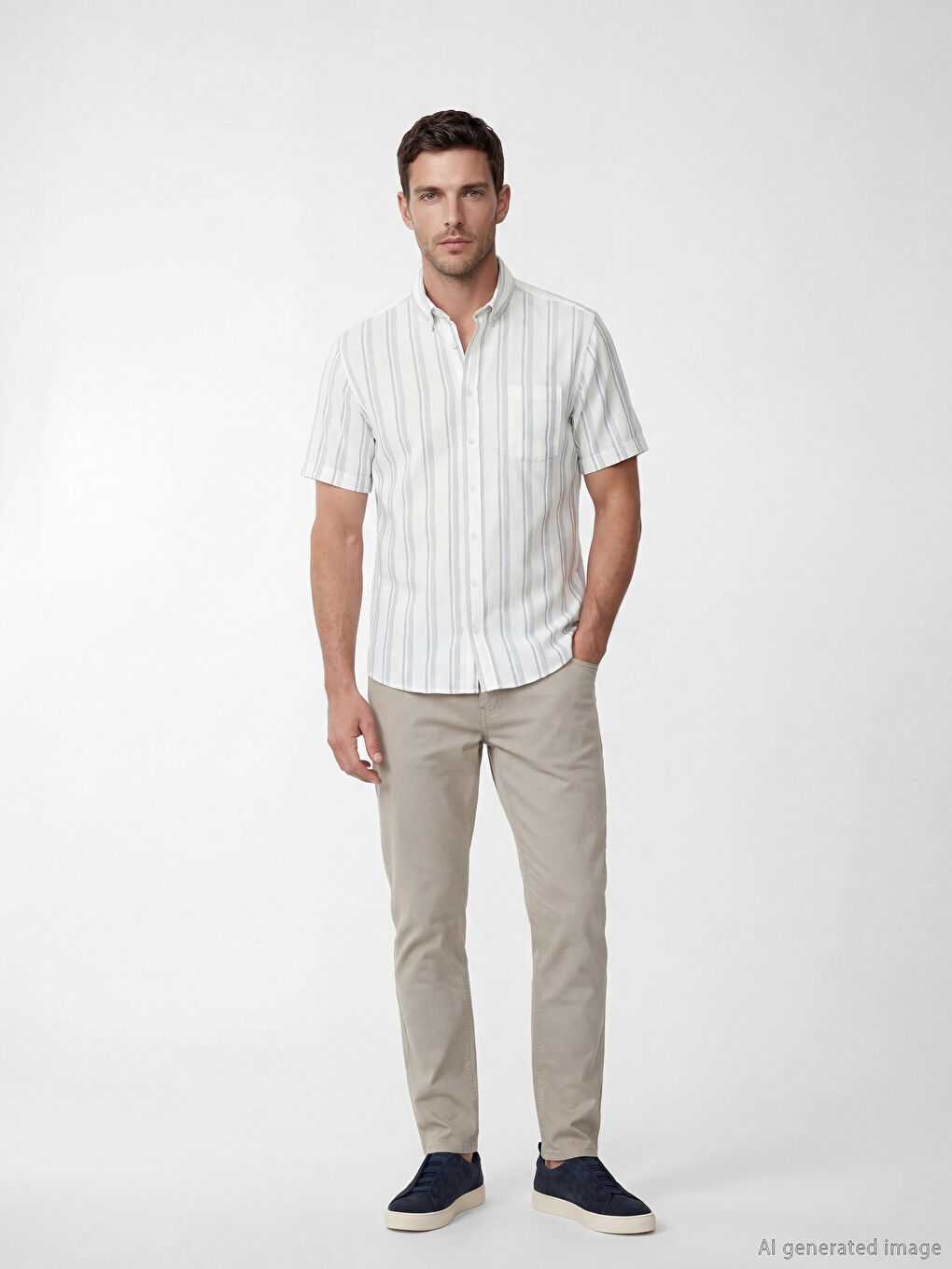 Bej Dar Kalıp Gabardin Erkek Chino Pantolon