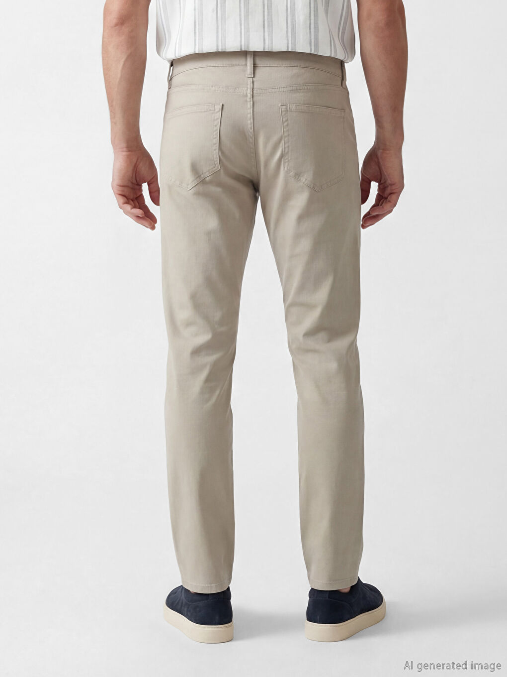 Bej Dar Kalıp Gabardin Erkek Chino Pantolon-3