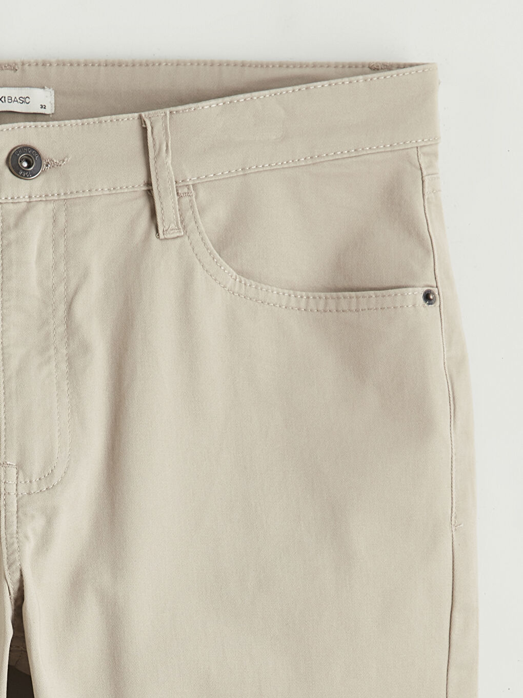 Bej Dar Kalıp Gabardin Erkek Chino Pantolon-5