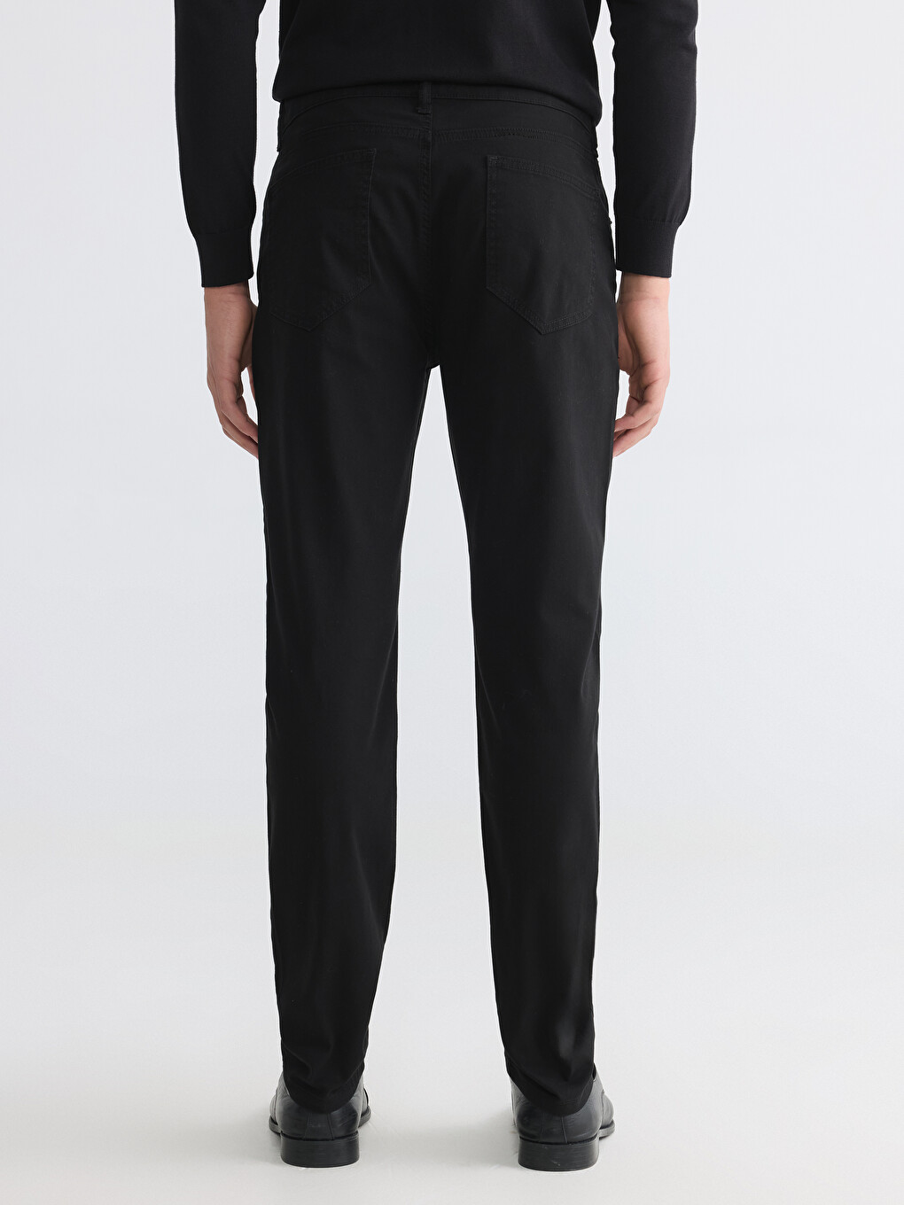 Siyah Dar Kalıp Gabardin Erkek Chino Pantolon-3