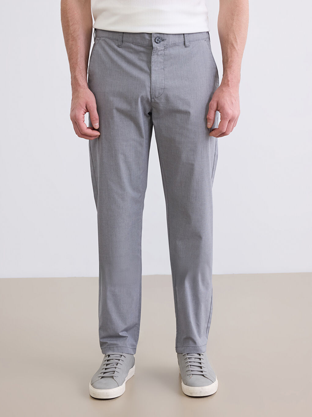 Pantaloni chino din pânză pentru bărbați, croială regular.-1