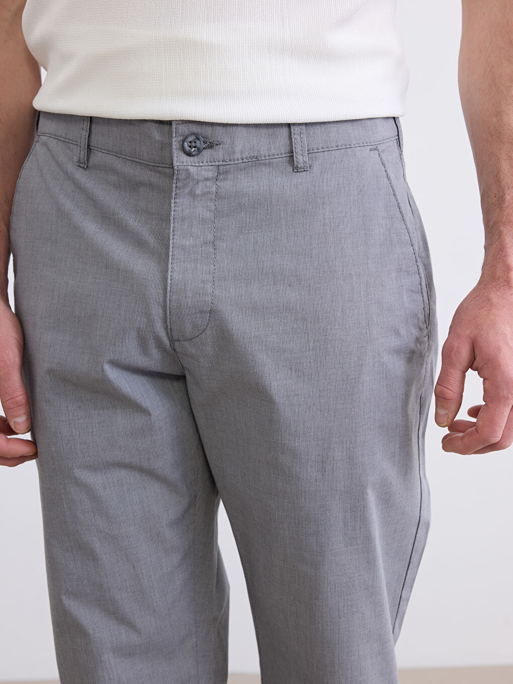 Pantaloni chino din pânză pentru bărbați, croială regular.-2