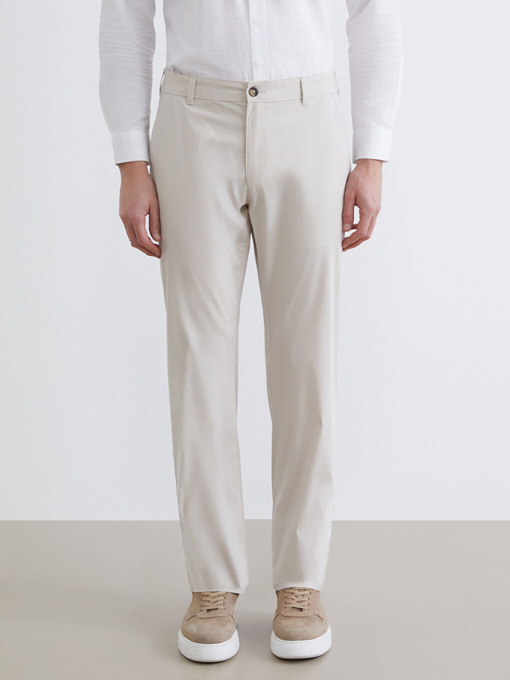 Pantalon chino en toile pour homme à coupe régulière-1
