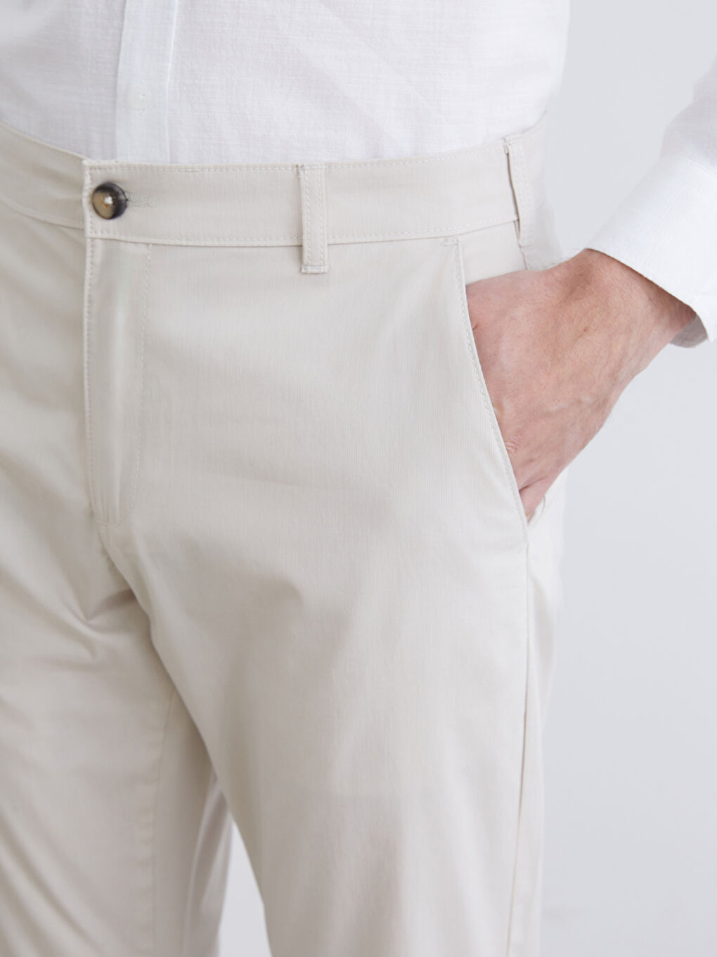 Pantalon chino en toile pour homme à coupe régulière-2