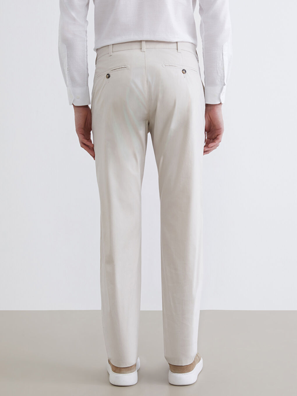 Pantalon chino en toile pour homme à coupe régulière-3