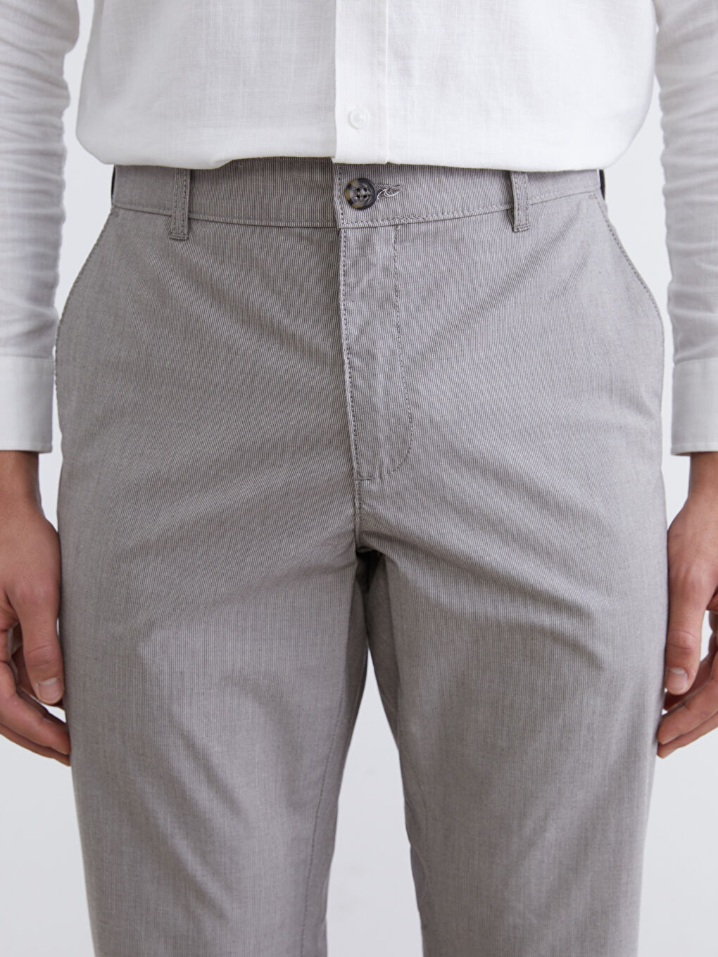 Pantaloni Chino din pânză pentru bărbați, croială regular.-2