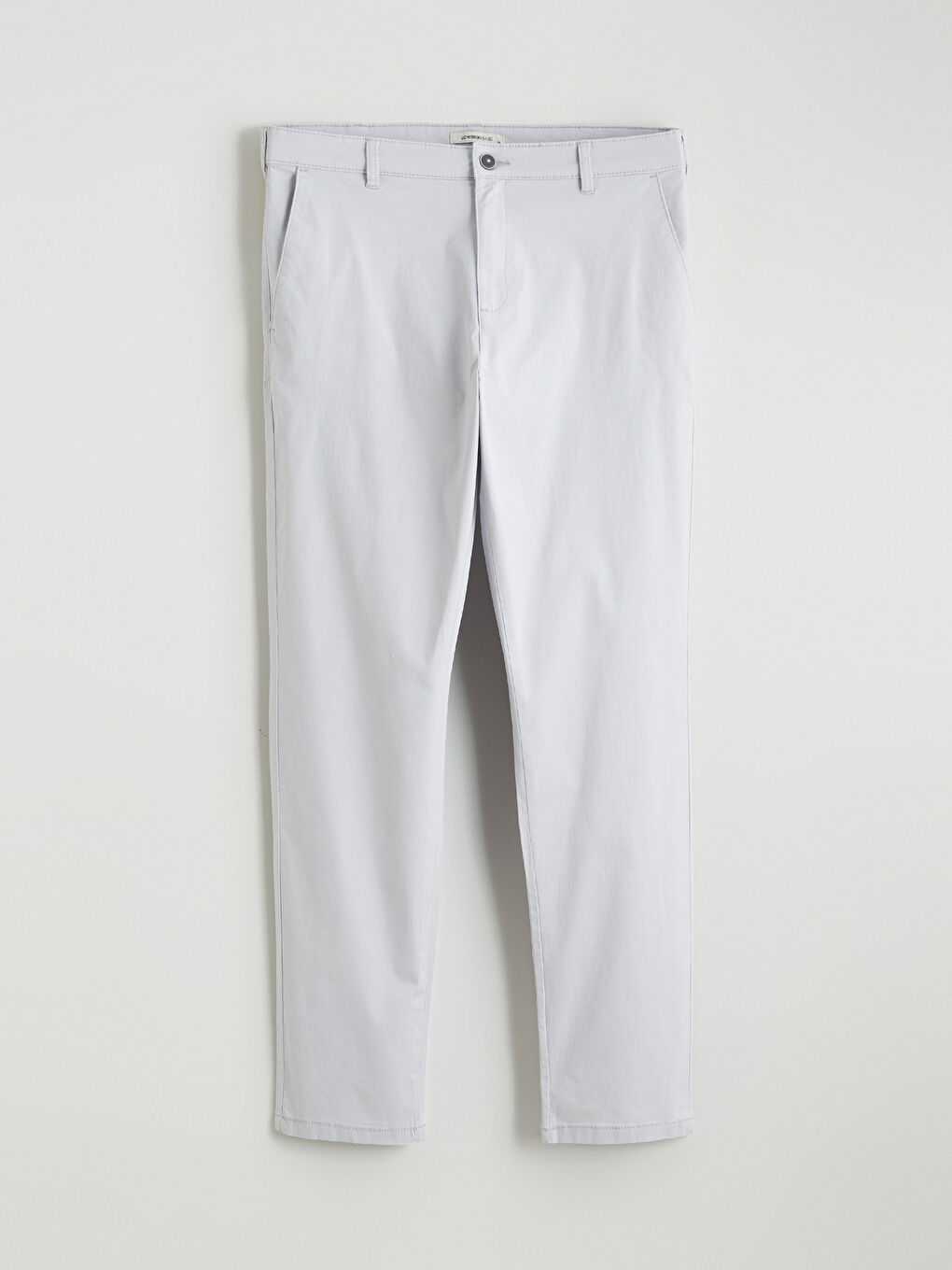 Gri Dar Kalıp Gabardin Erkek Chino Pantolon-4