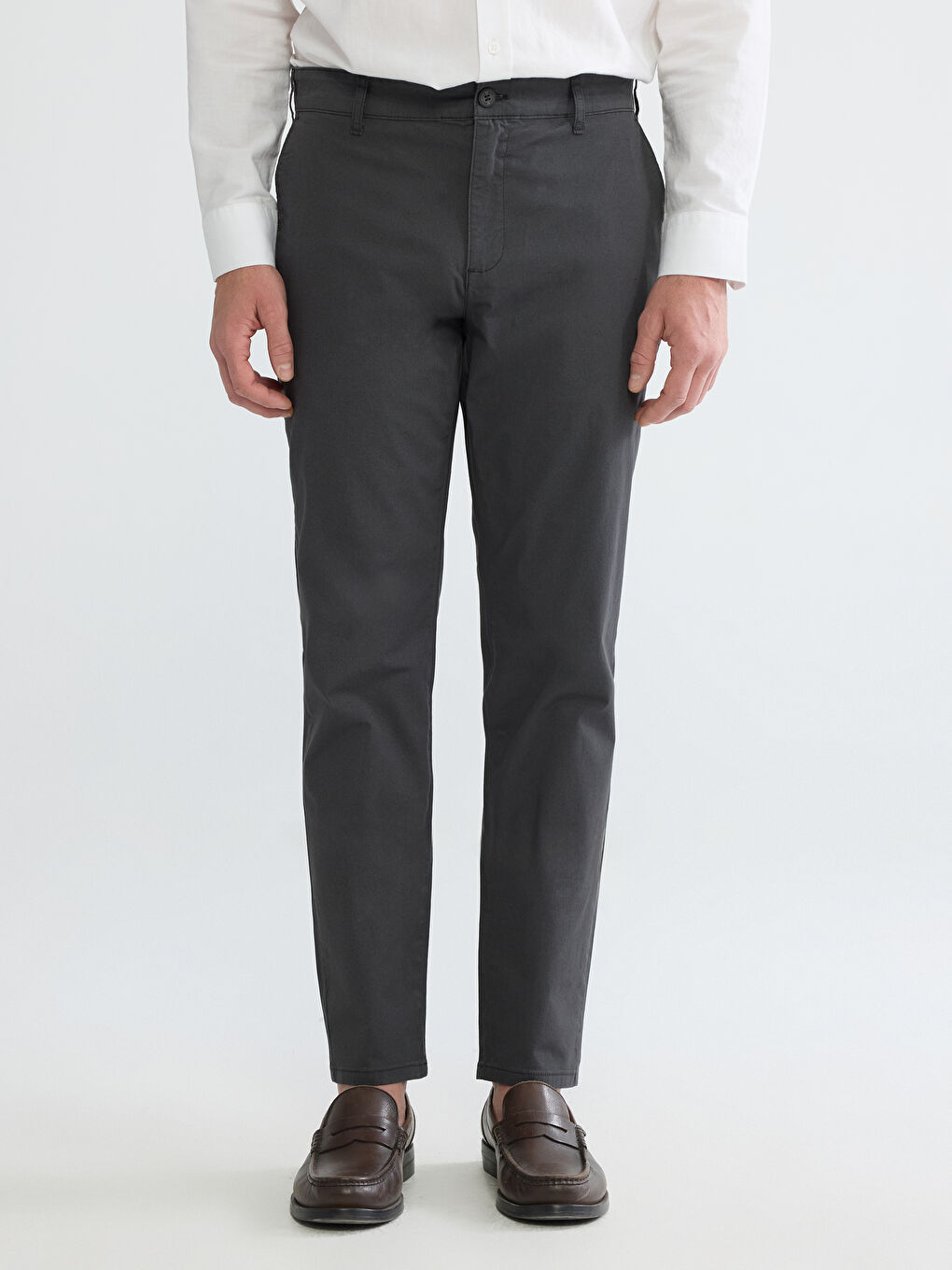 Antrasit Dar Kalıp Gabardin Erkek Chino Pantolon-1