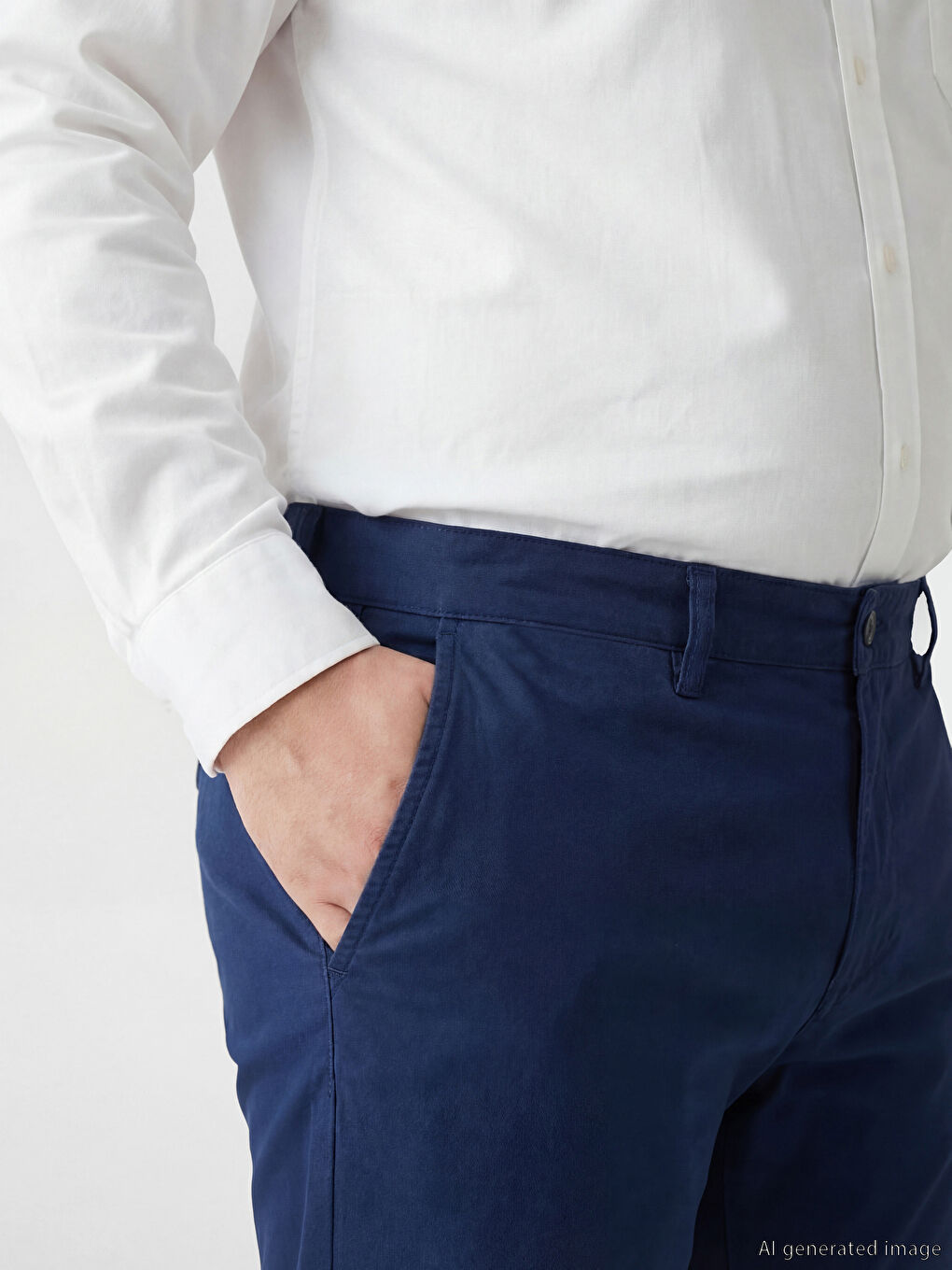 Lacivert Slim Fit Gabardin Erkek Chino Pantolon-2