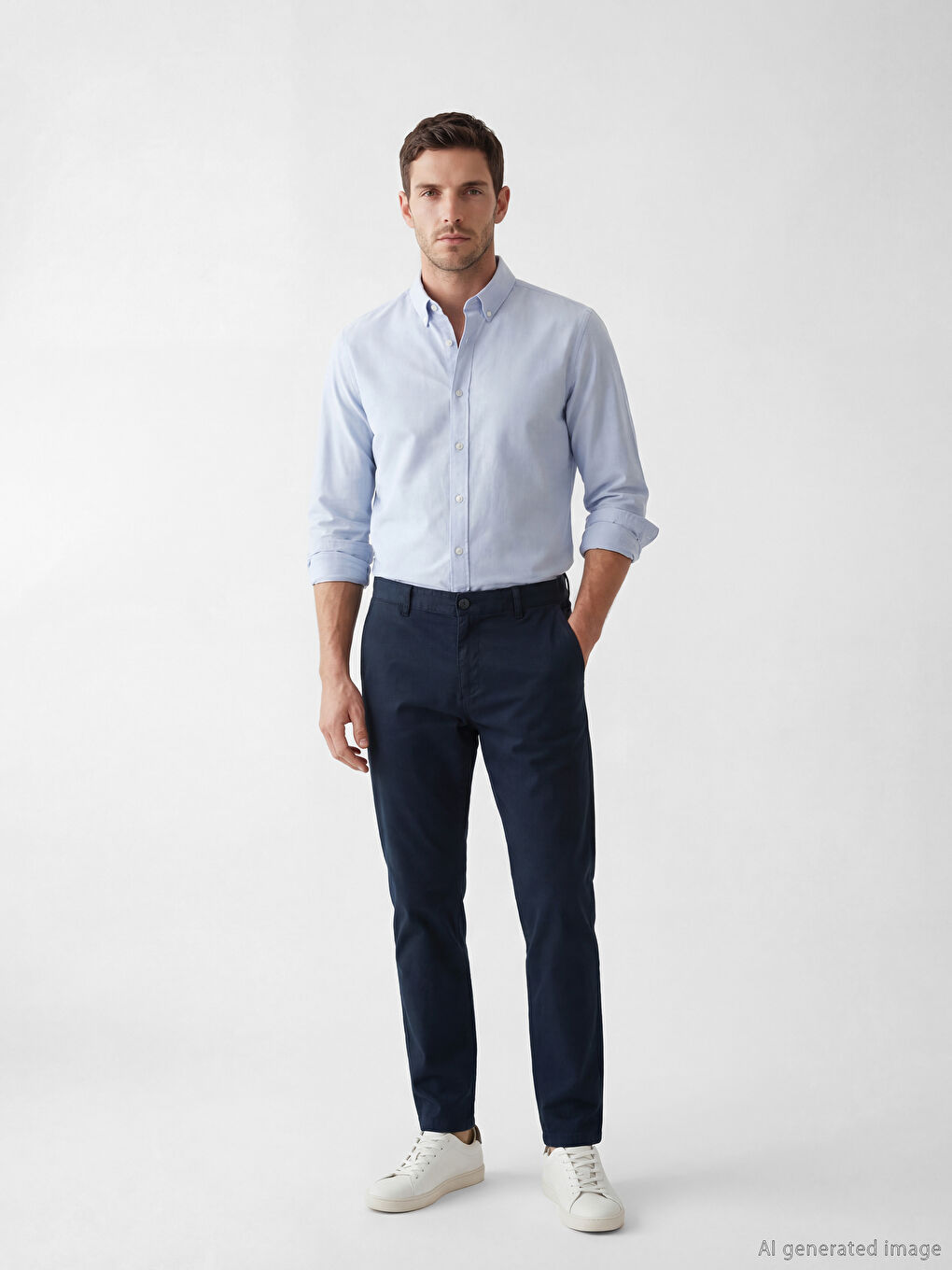 Lacivert Slim Fit Gabardin Erkek Chino Pantolon