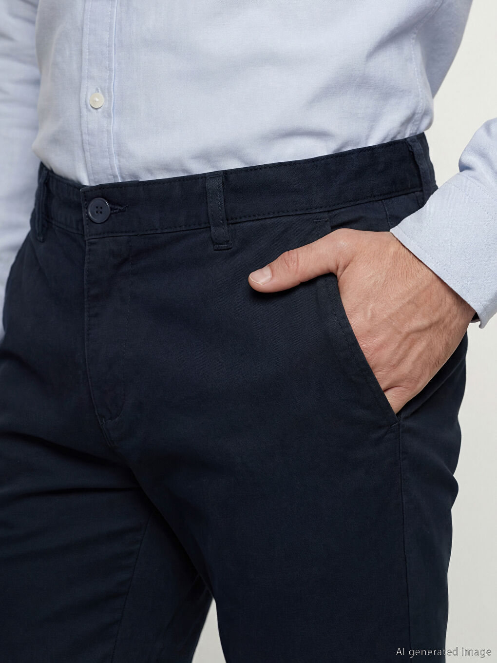 Lacivert Slim Fit Gabardin Erkek Chino Pantolon-2
