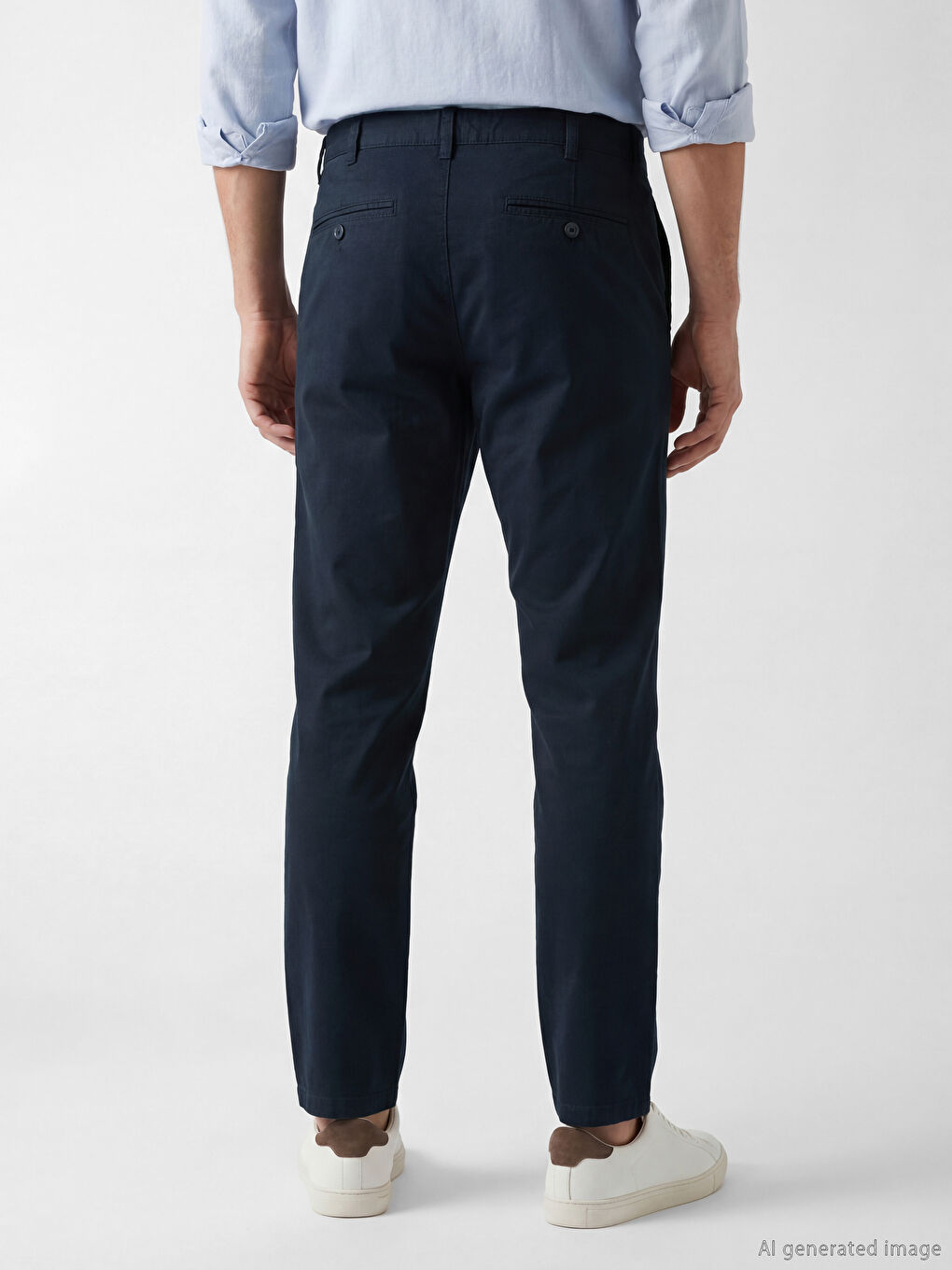 Lacivert Slim Fit Gabardin Erkek Chino Pantolon-3