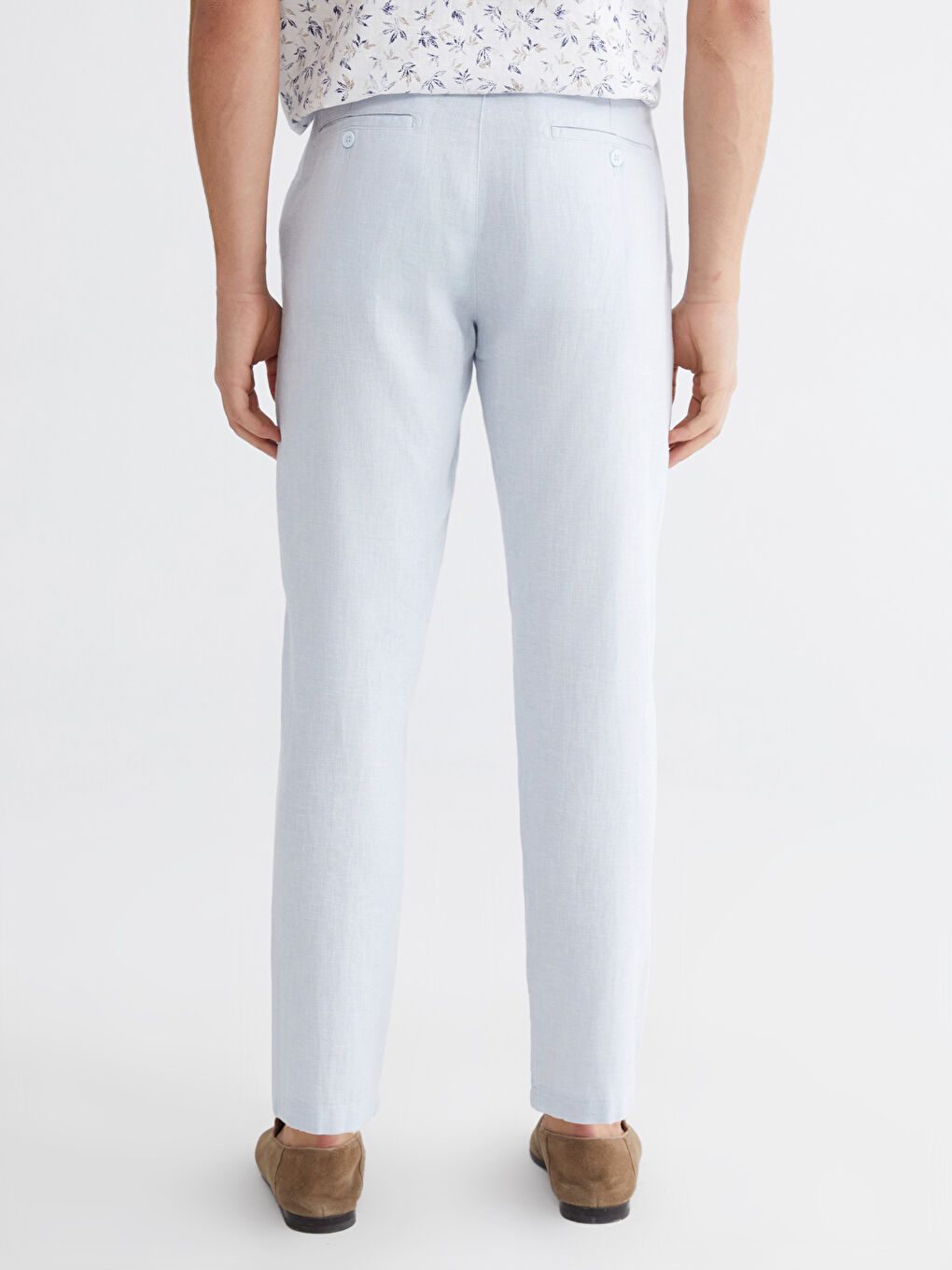 Standart Kalıp Keten Karışımlı Erkek Chino Pantolon-3