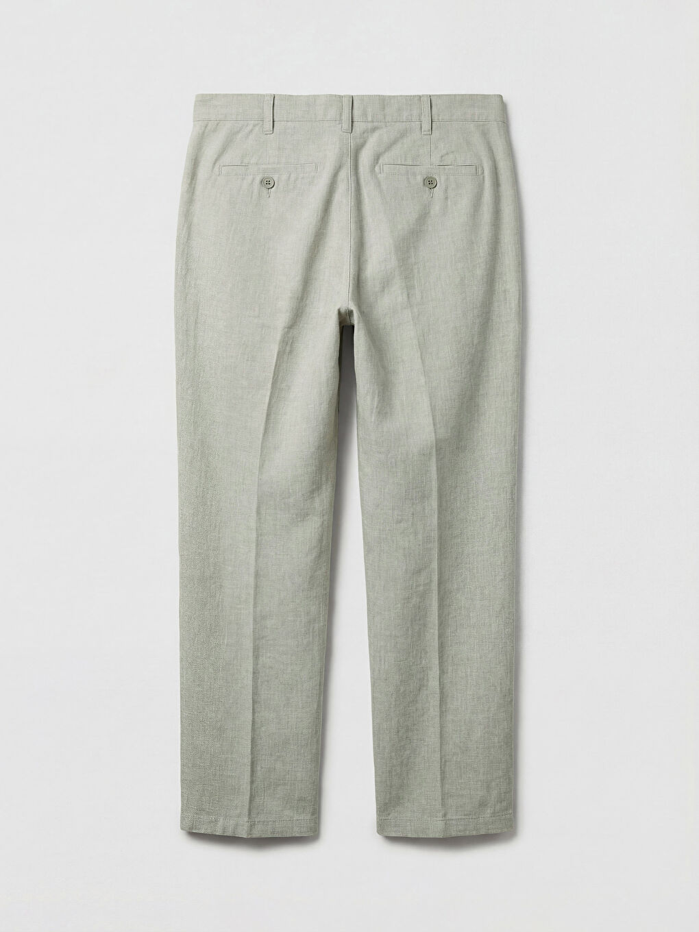 Yeşil Standart Kalıp Keten Karışımlı Erkek Chino Pantolon-1