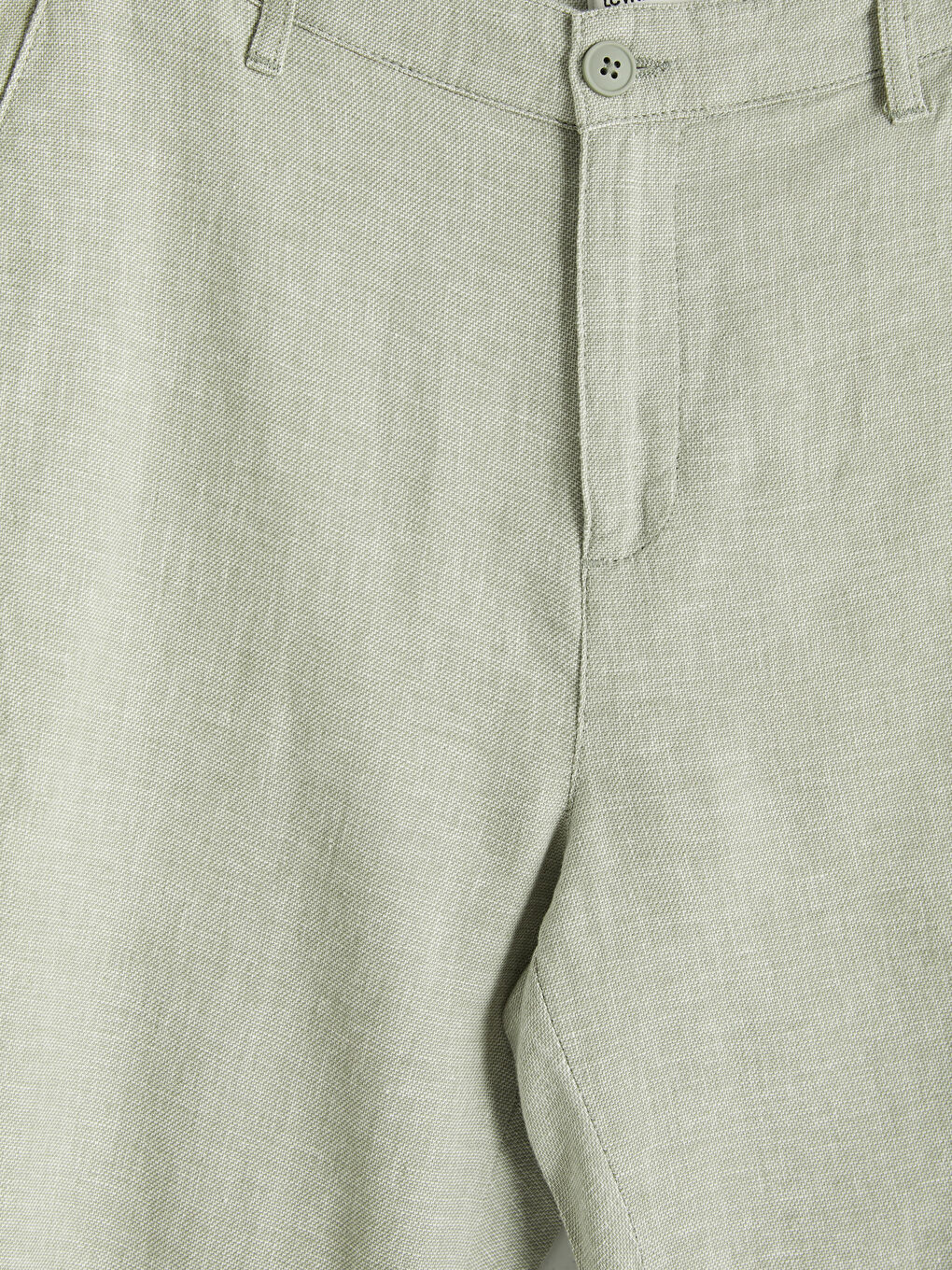 Yeşil Standart Kalıp Keten Karışımlı Erkek Chino Pantolon-2