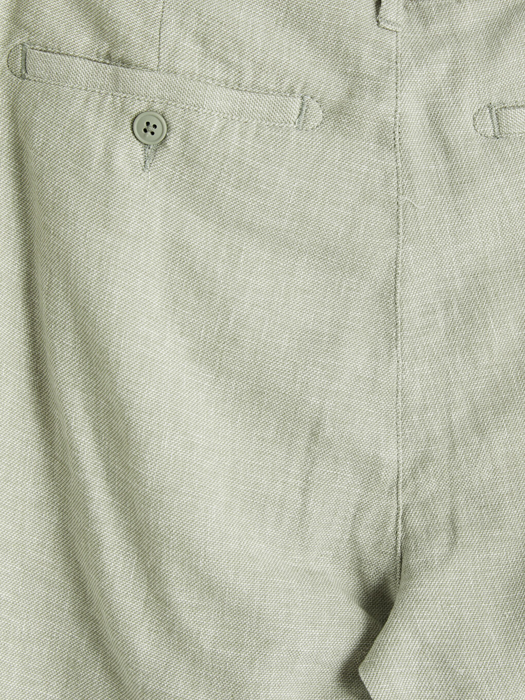 Yeşil Standart Kalıp Keten Karışımlı Erkek Chino Pantolon-3