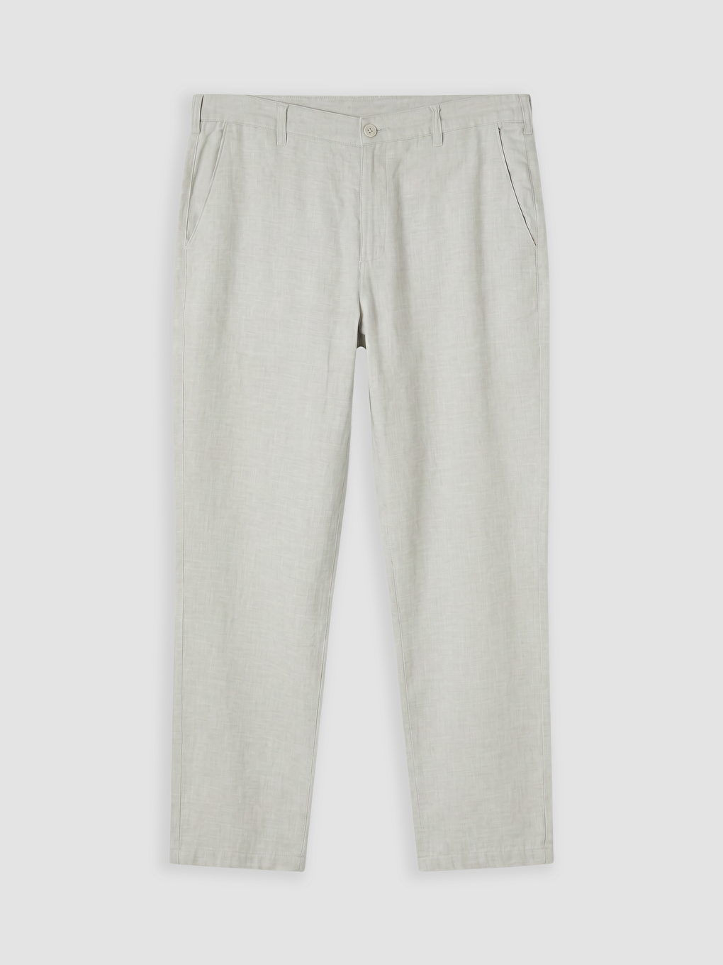 Gri Regular Fit Keten Karışımlı Erkek Chino Pantolon-3
