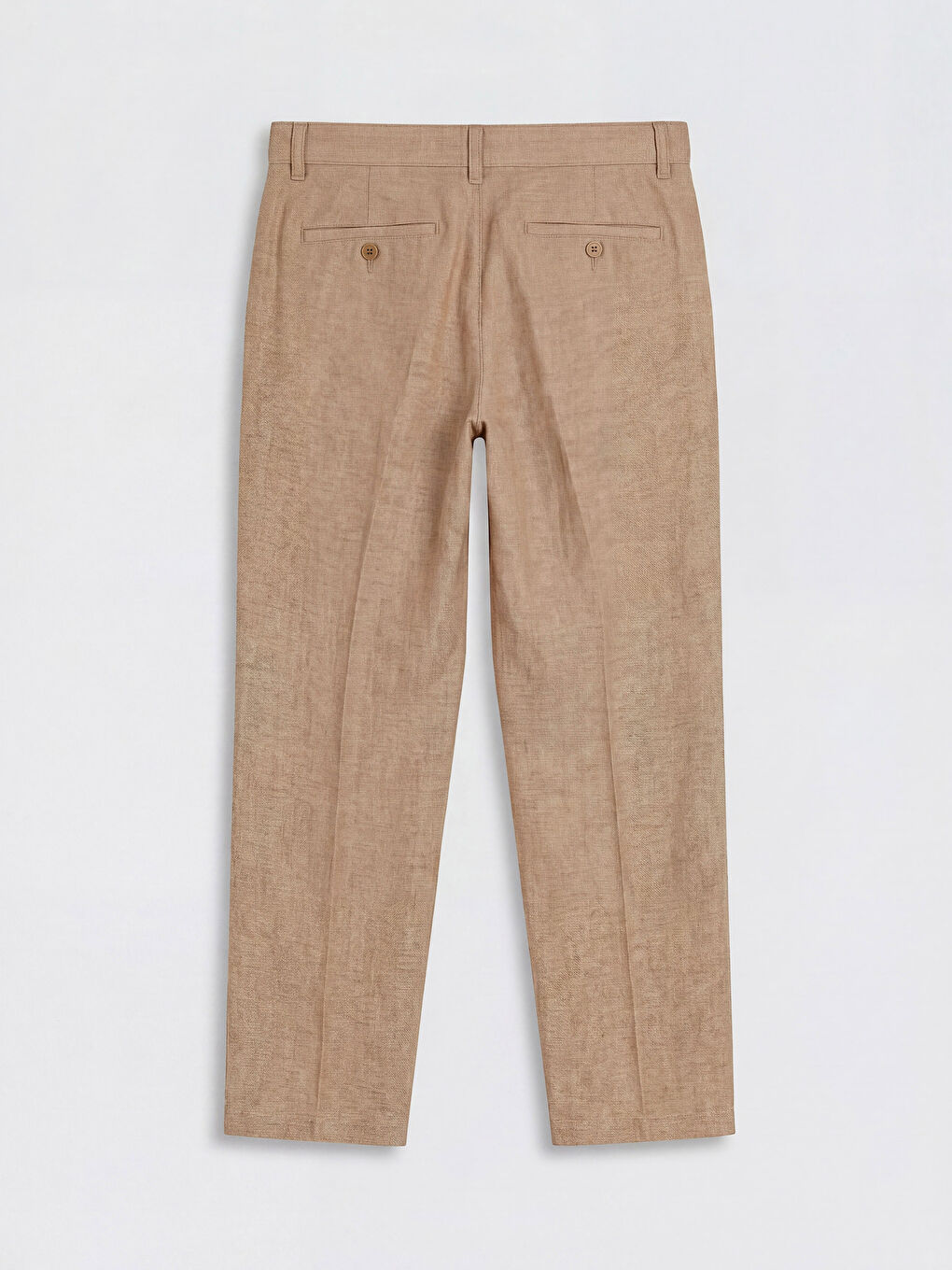 Bej Regular Fit Keten Karışımlı Erkek Chino Pantolon-1