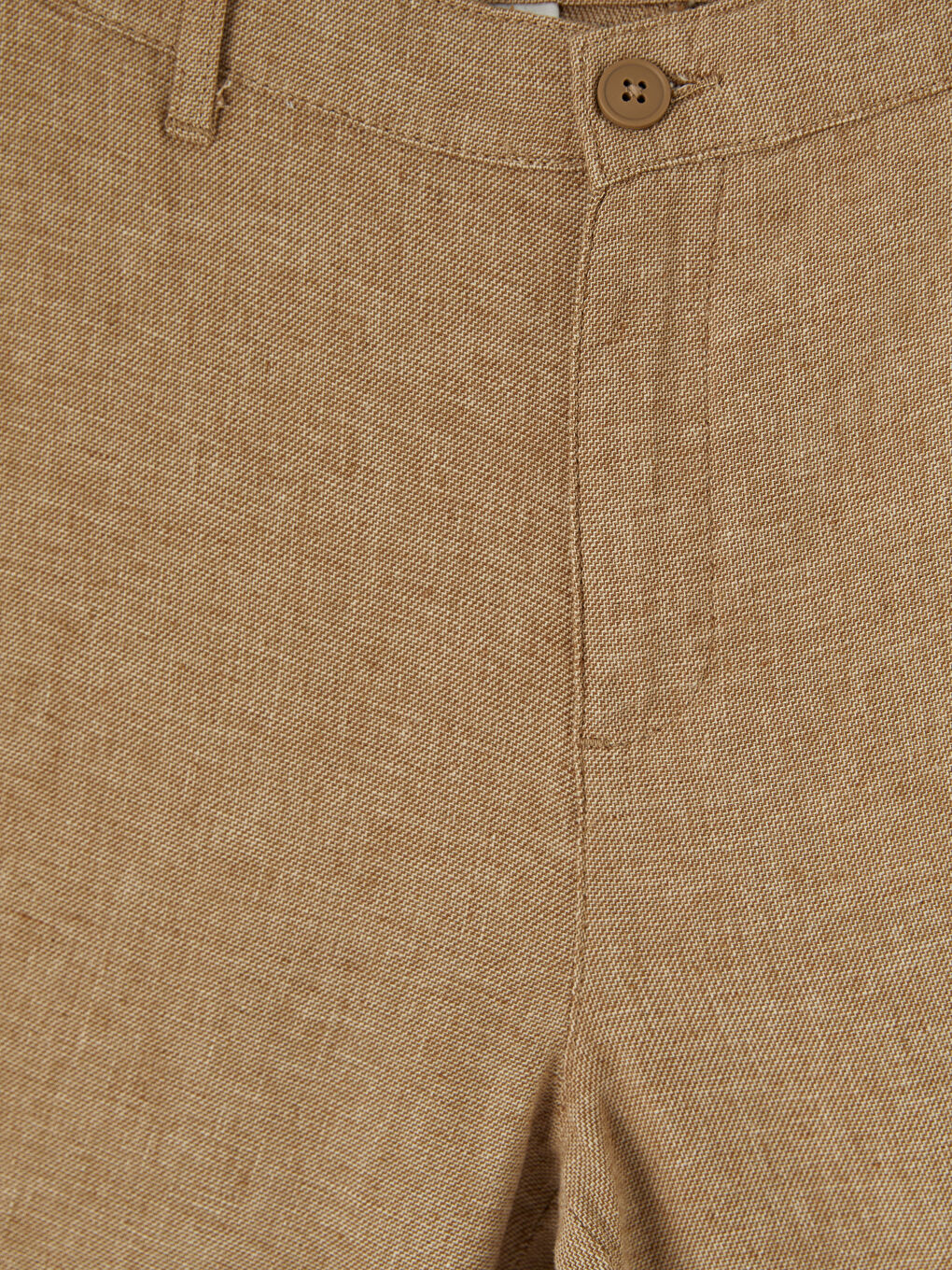Bej Regular Fit Keten Karışımlı Erkek Chino Pantolon-2