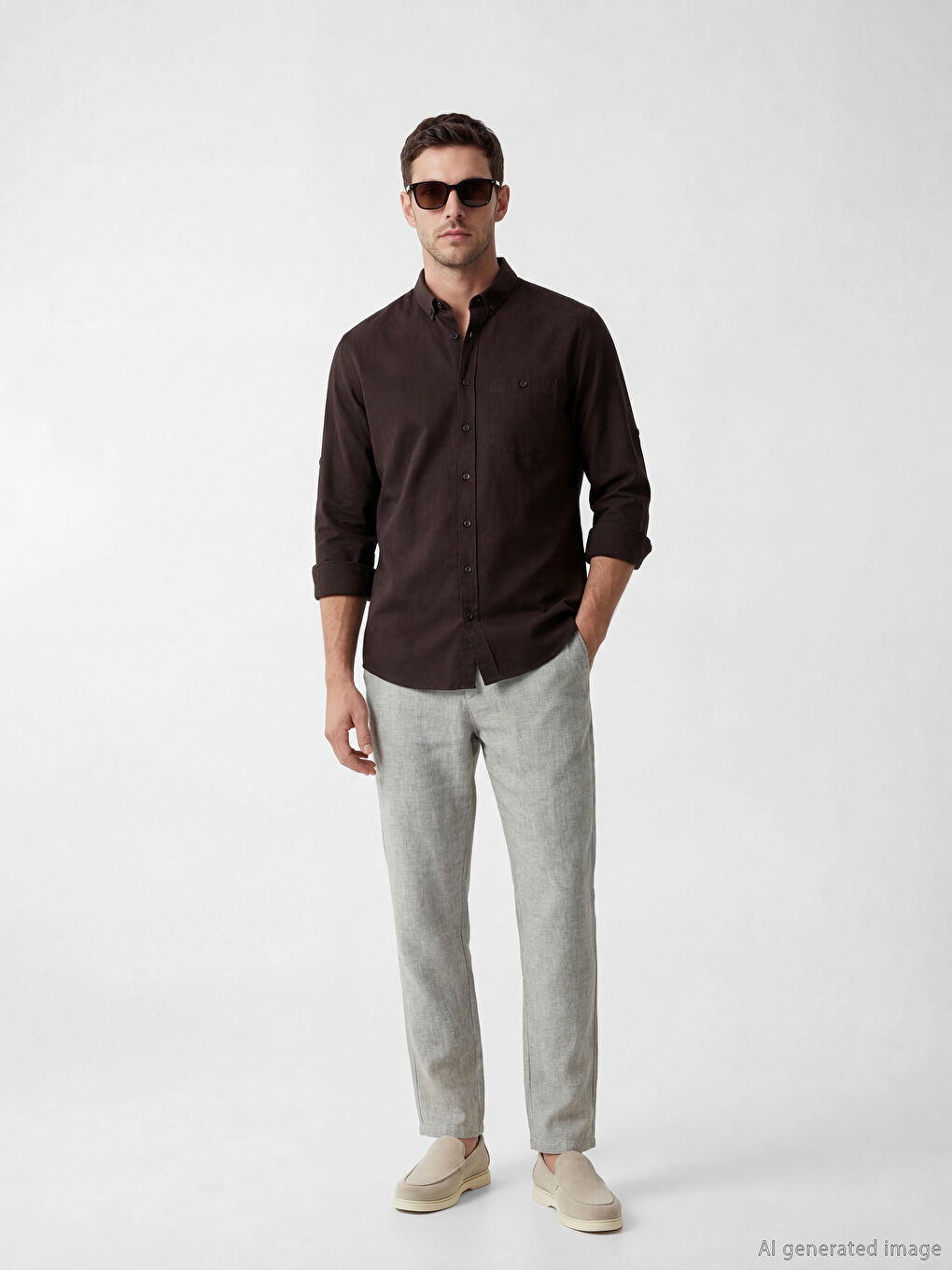 Мужские брюки чино стандартного кроя из льняной смеси