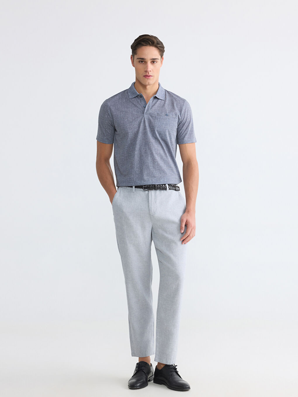 Regular Fit Linen Blend Men's Chino Trousers-1