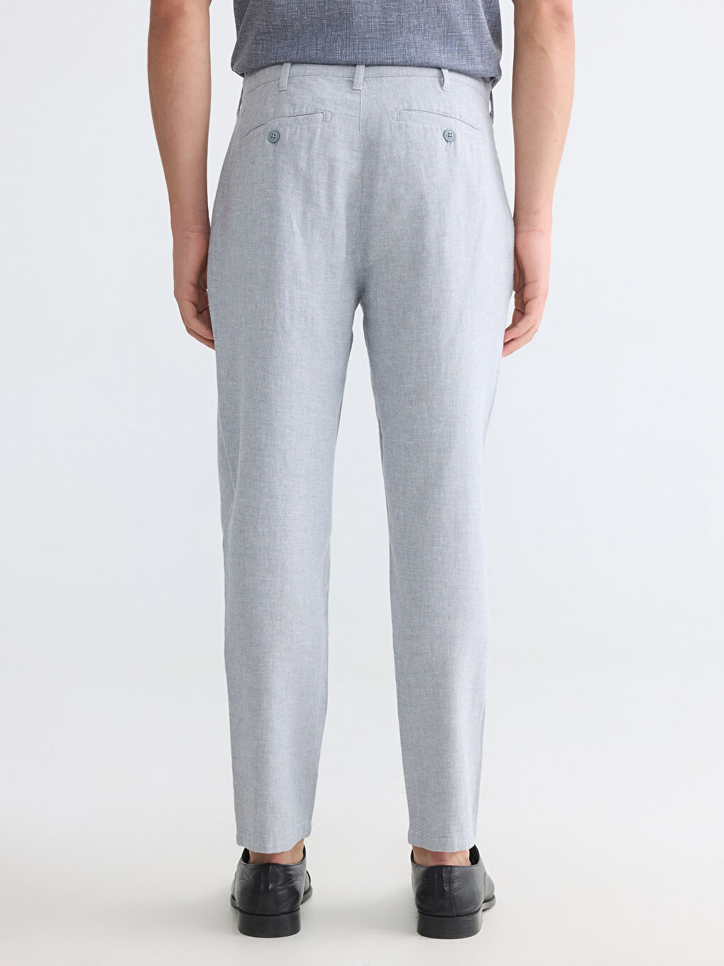 Regular Fit Linen Blend Men's Chino Trousers-4