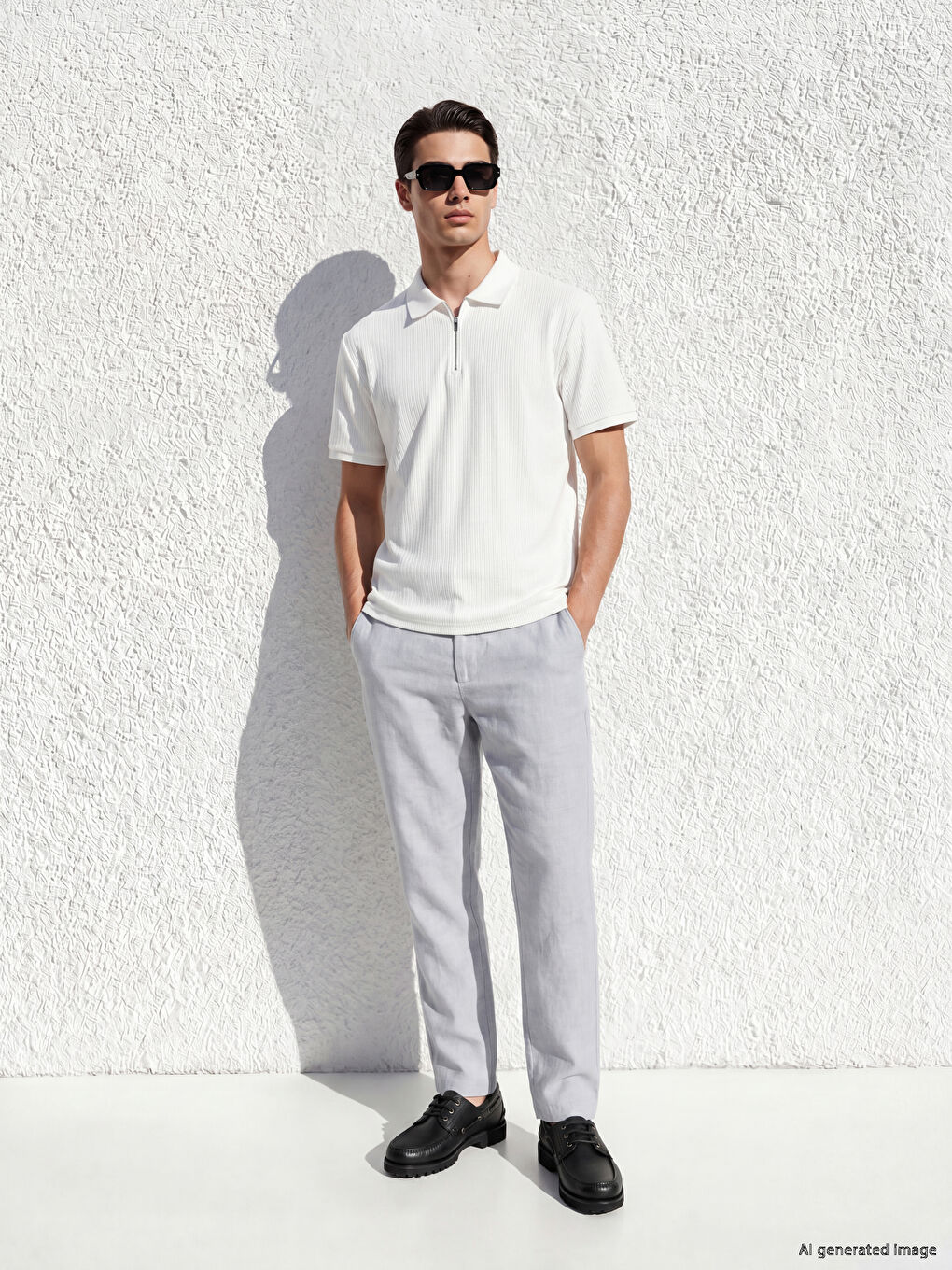 Regular Fit Linen Blend Men's Chino Trousers