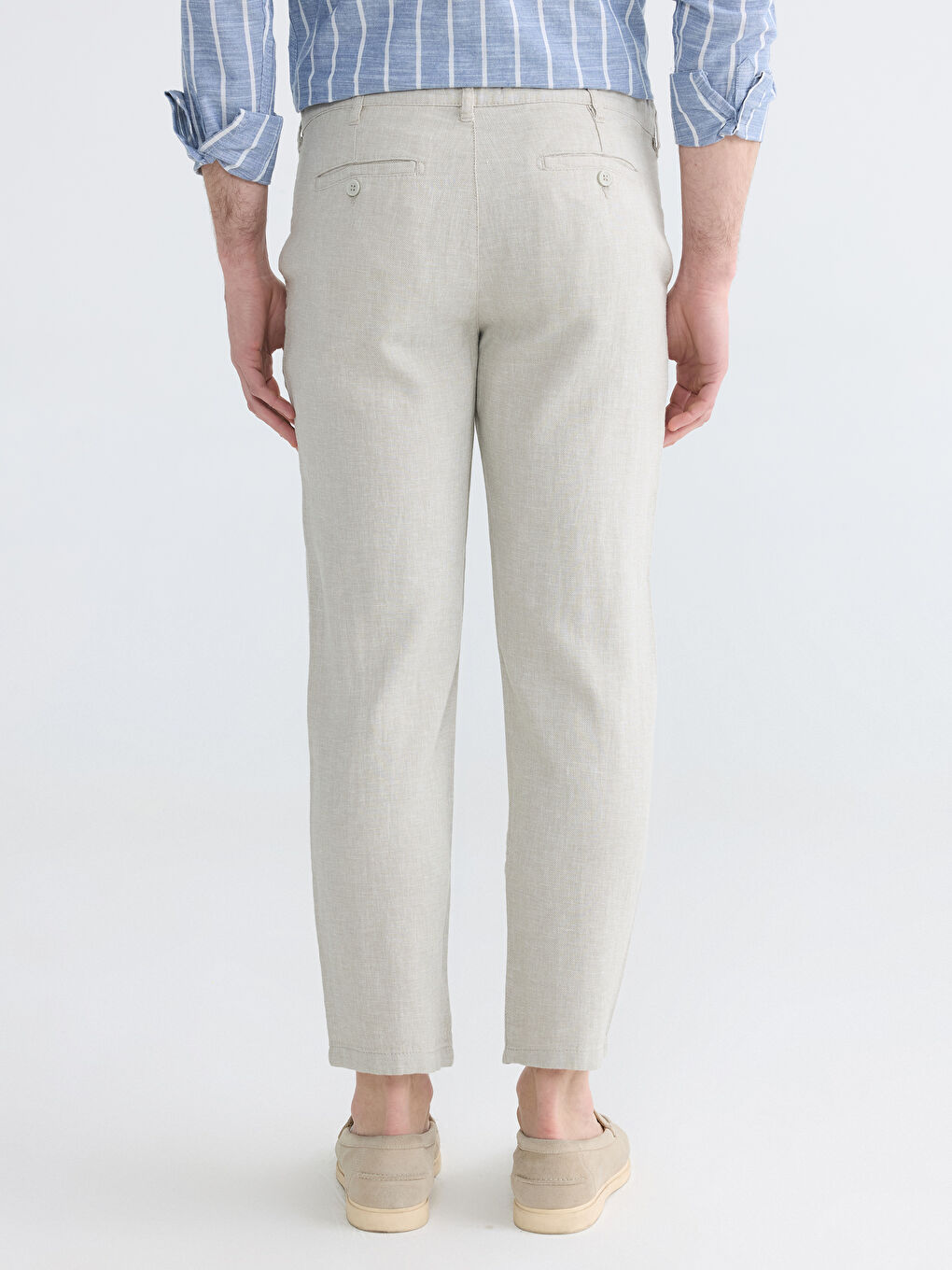 Standard Fit Linen Blend Men's Chino Trousers-3
