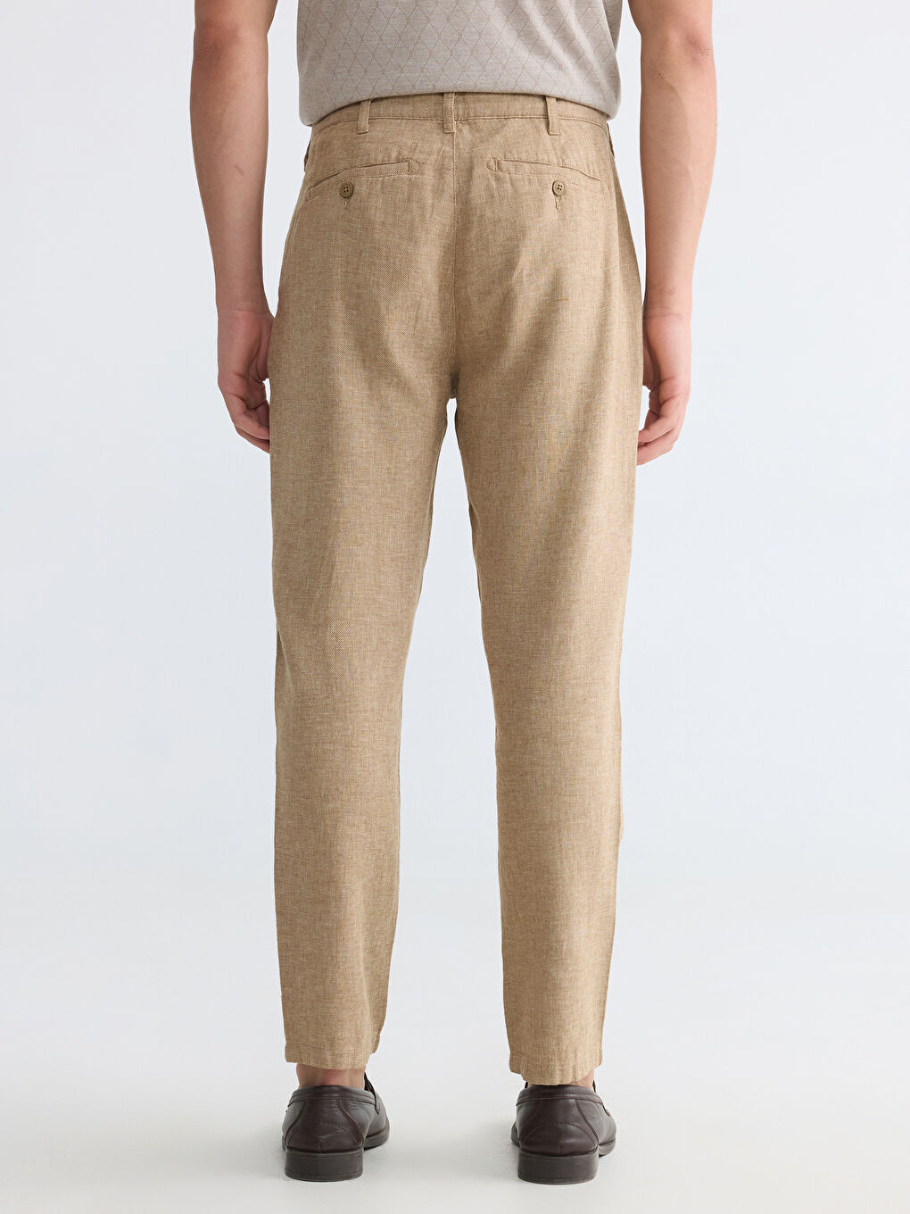 Regular Fit Linen Blend Men's Chino Trousers-5