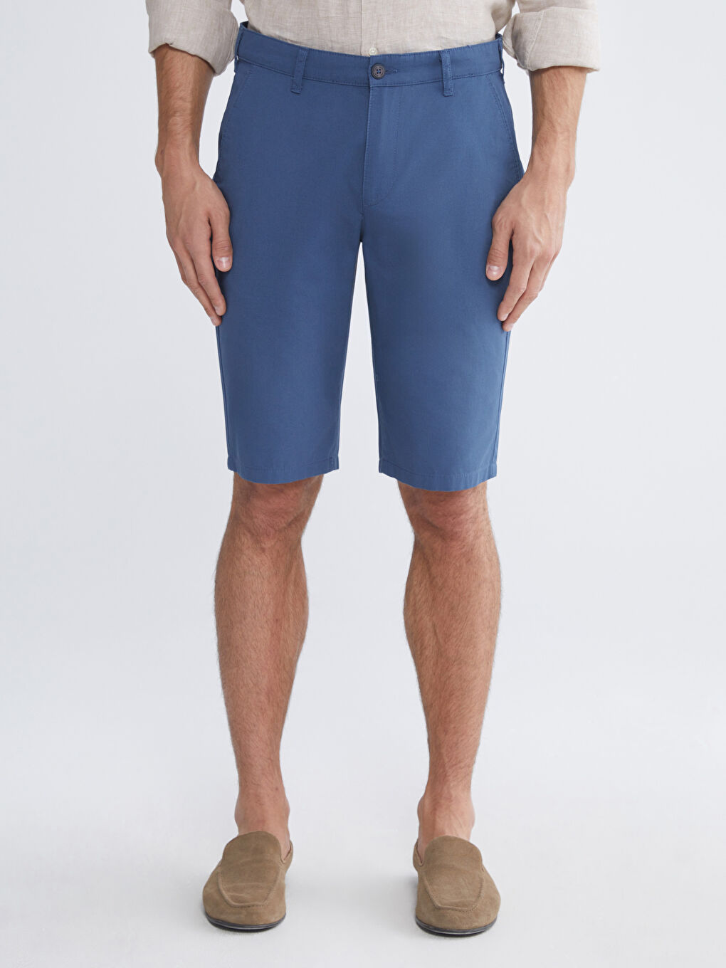 İndigo Standart Kalıp Gabardin Erkek Şort-1