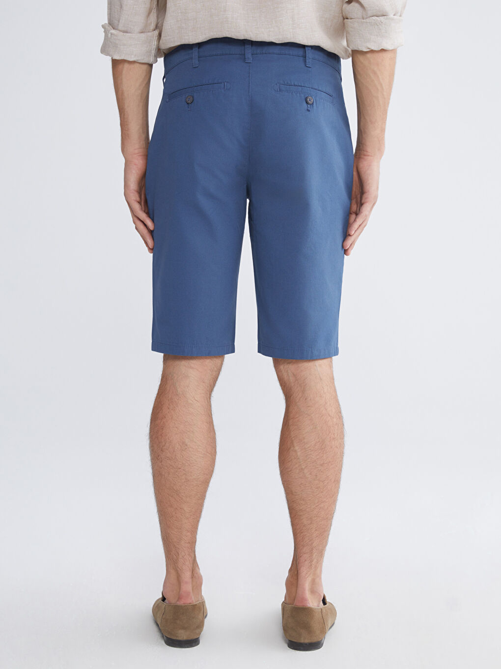 İndigo Standart Kalıp Gabardin Erkek Şort-3