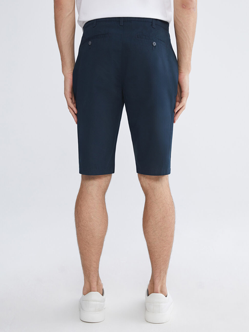 Lacivert Standart Kalıp Gabardin Erkek Şort-3